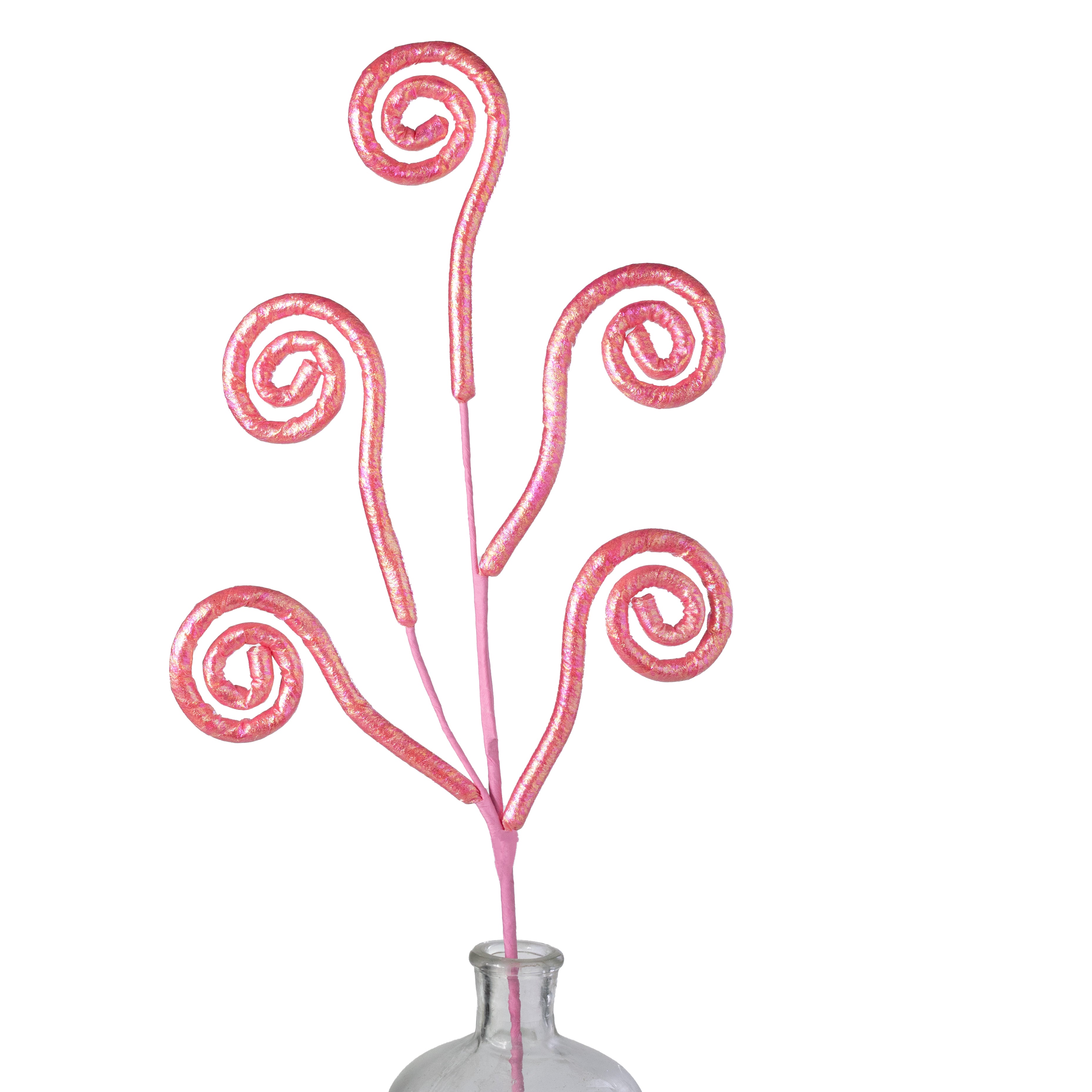 28" Glossy Spiral Curly Spray: Pink