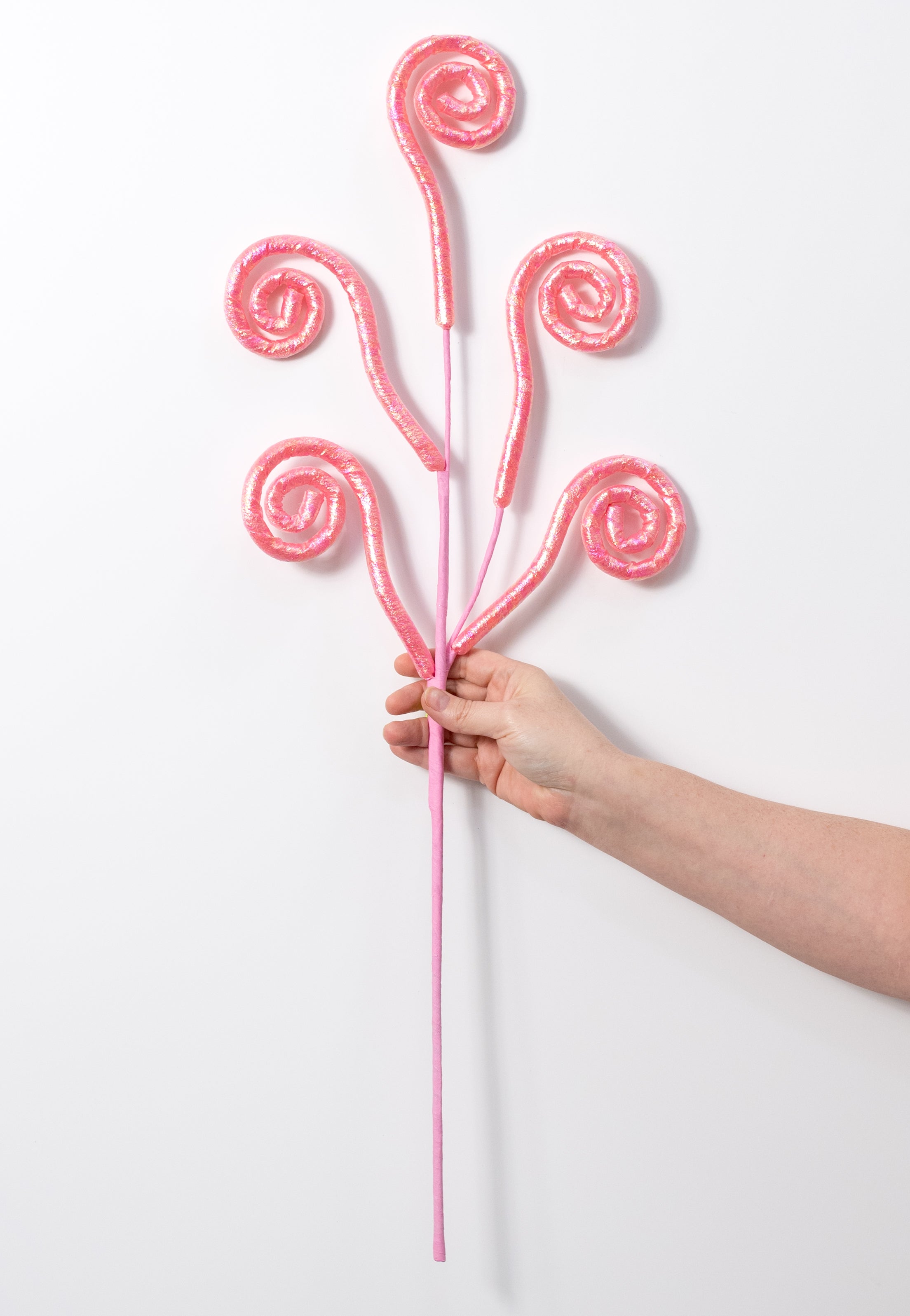 28" Glossy Spiral Curly Spray: Pink