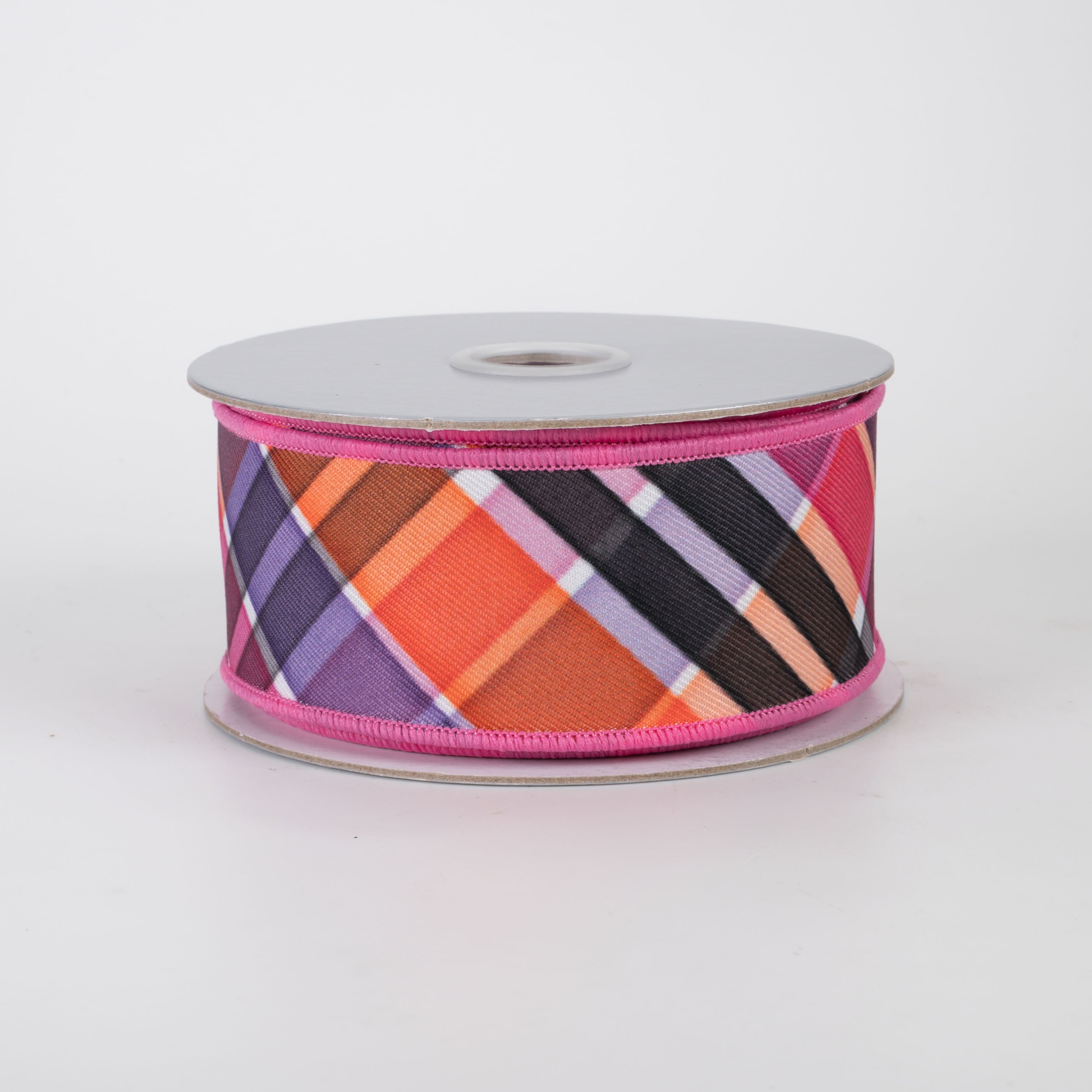 1.5" Brilliance Bold Plaid Ribbon: Pink Halloween (10 Yards)