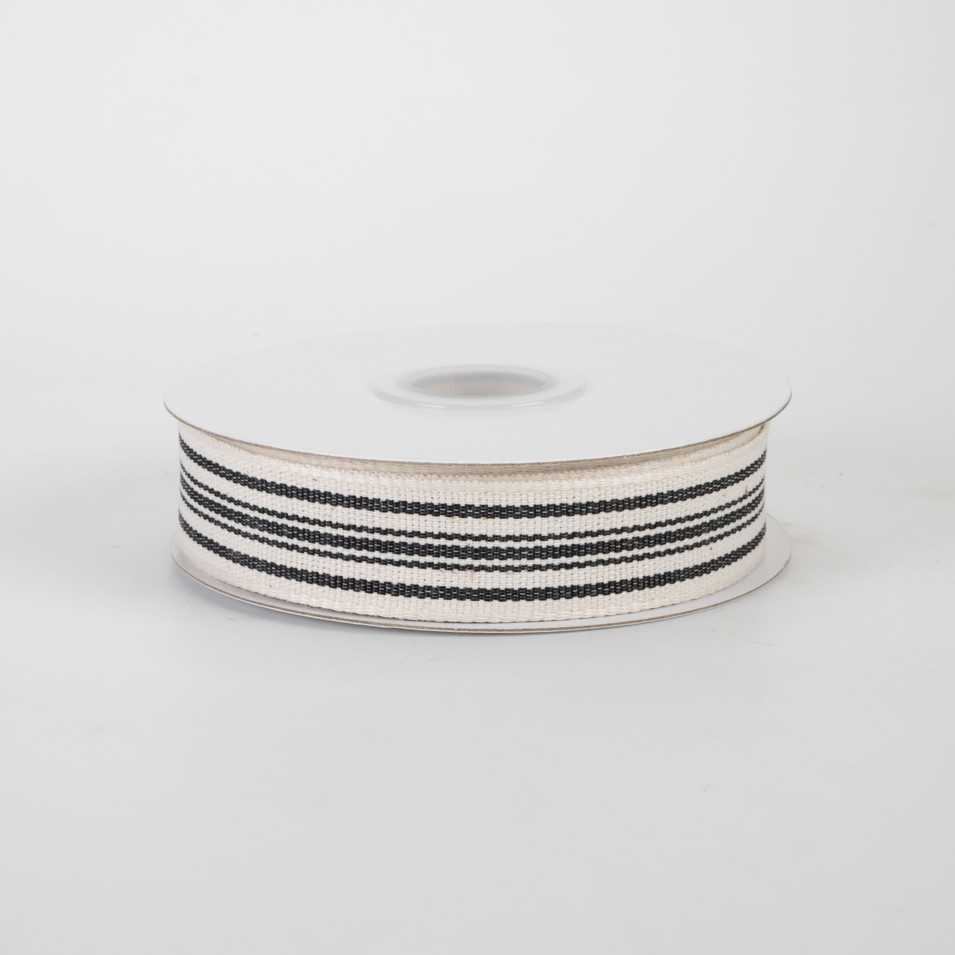 7/8" French Ticking Stripe Ribbon: Ivory & Black (10 Yards)