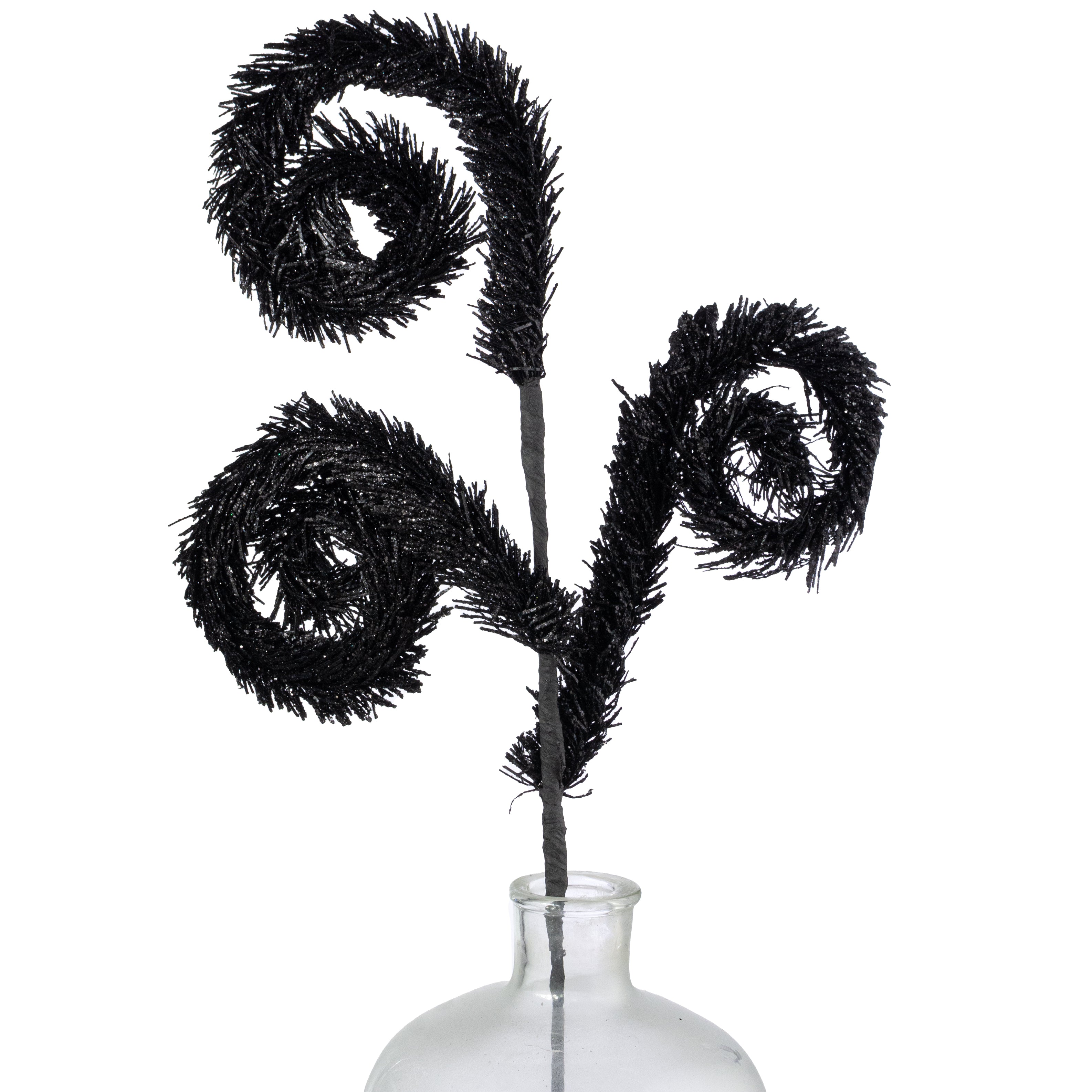 28" Fuzzy Glitter Spiral Curly Spray: Black