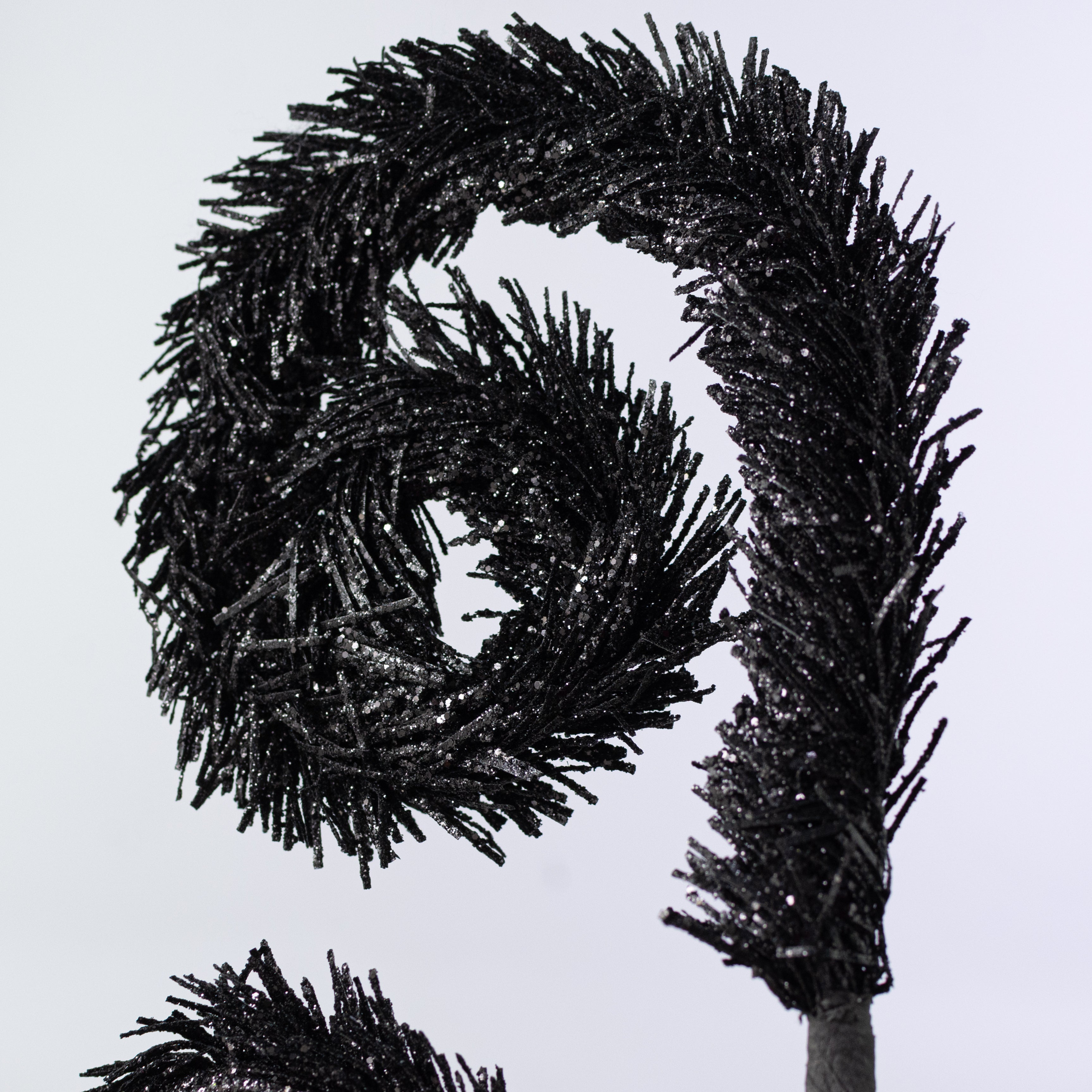 28" Fuzzy Glitter Spiral Curly Spray: Black