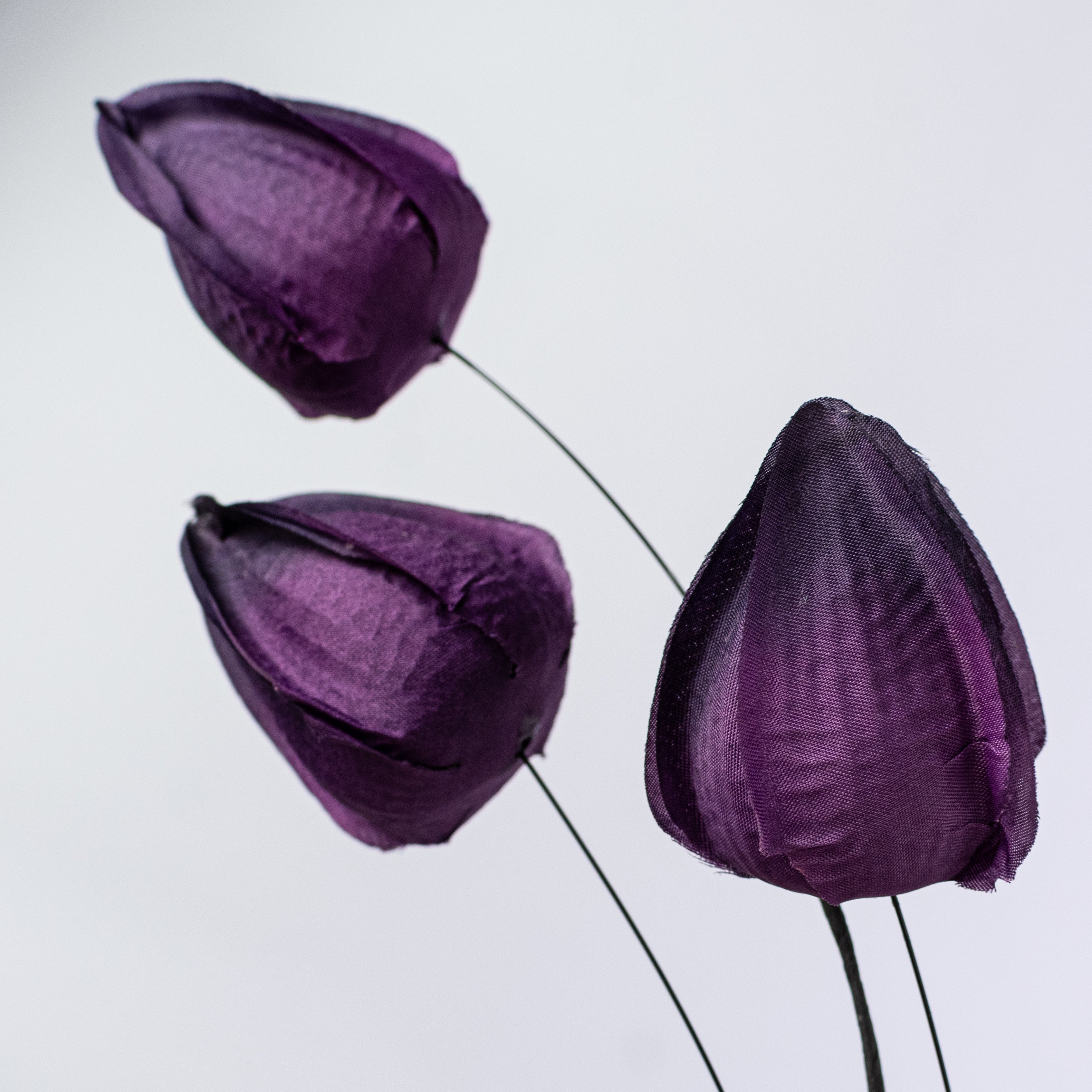 32" Chinese Lantern Flower Spray: Dark Purple
