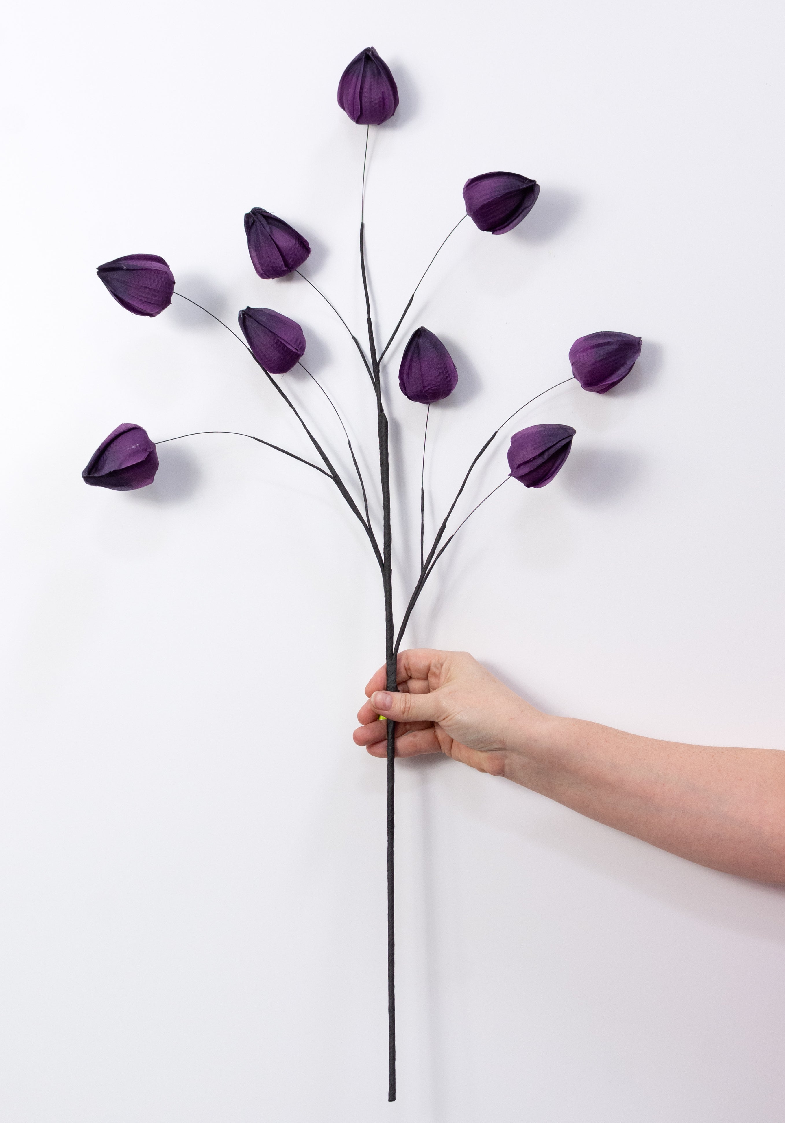 32" Chinese Lantern Flower Spray: Dark Purple