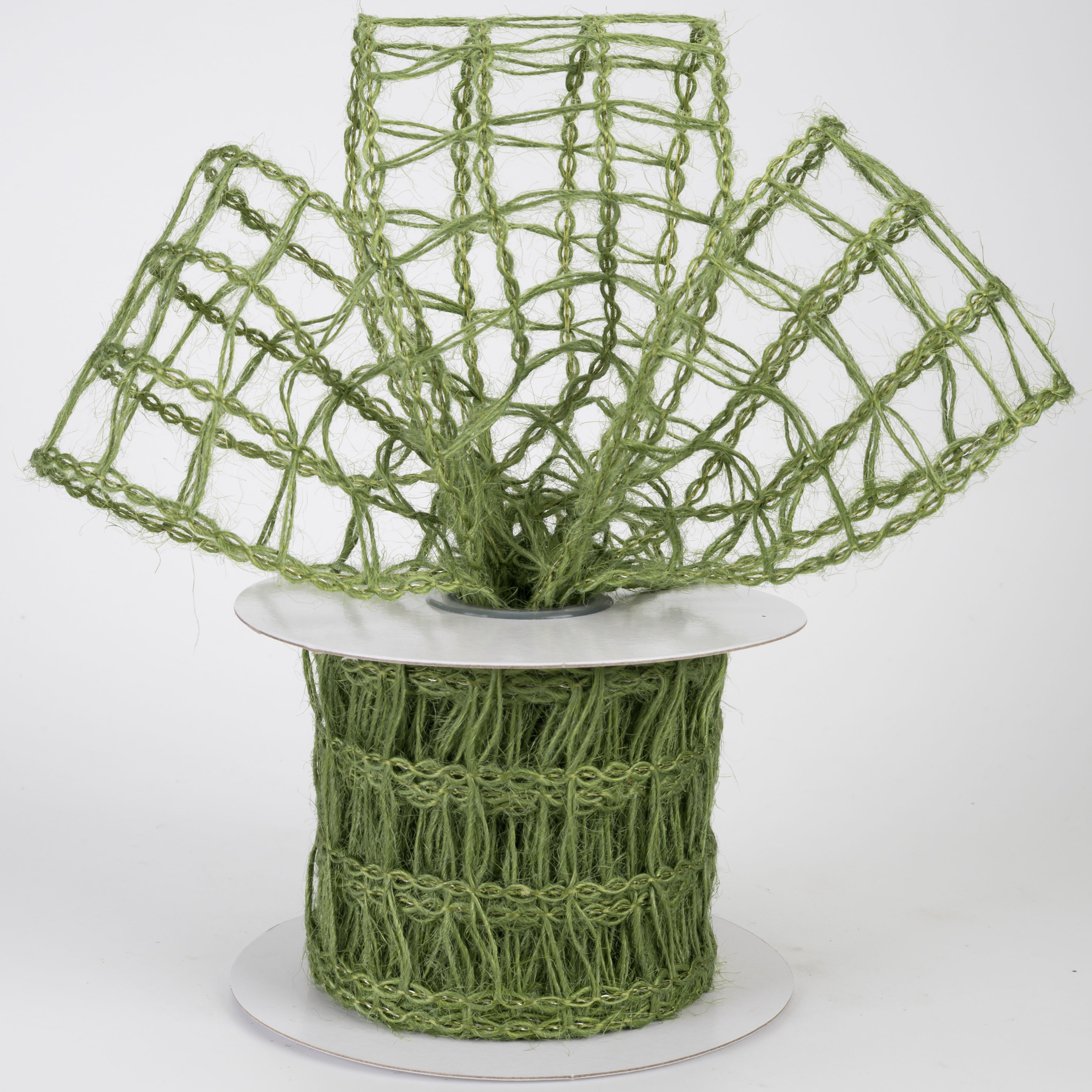 2.5" Open Weave Burlap Jute Ribbon: Moss Green (10 Yards)