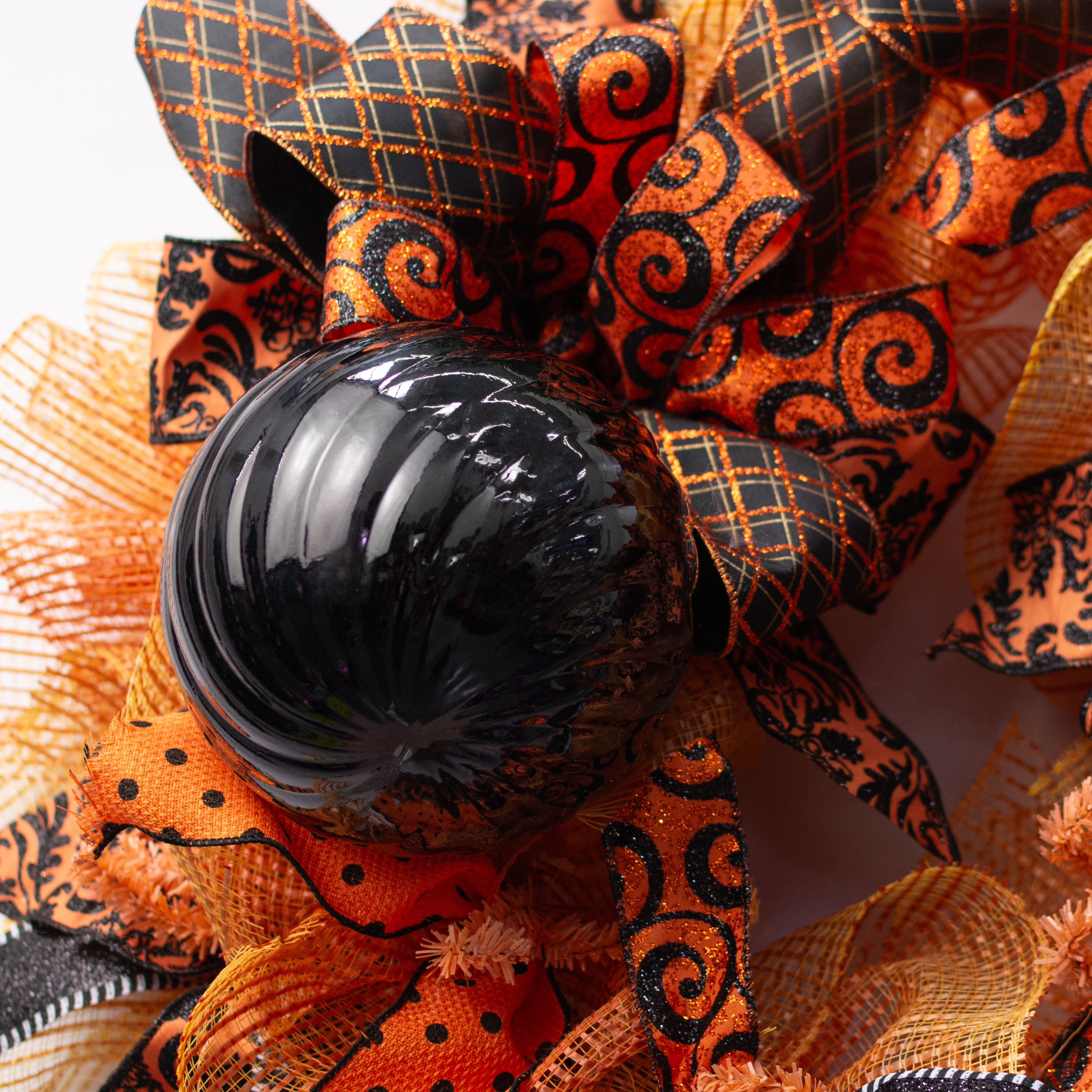 6" Metallic Swirl Ball Ornament: Black