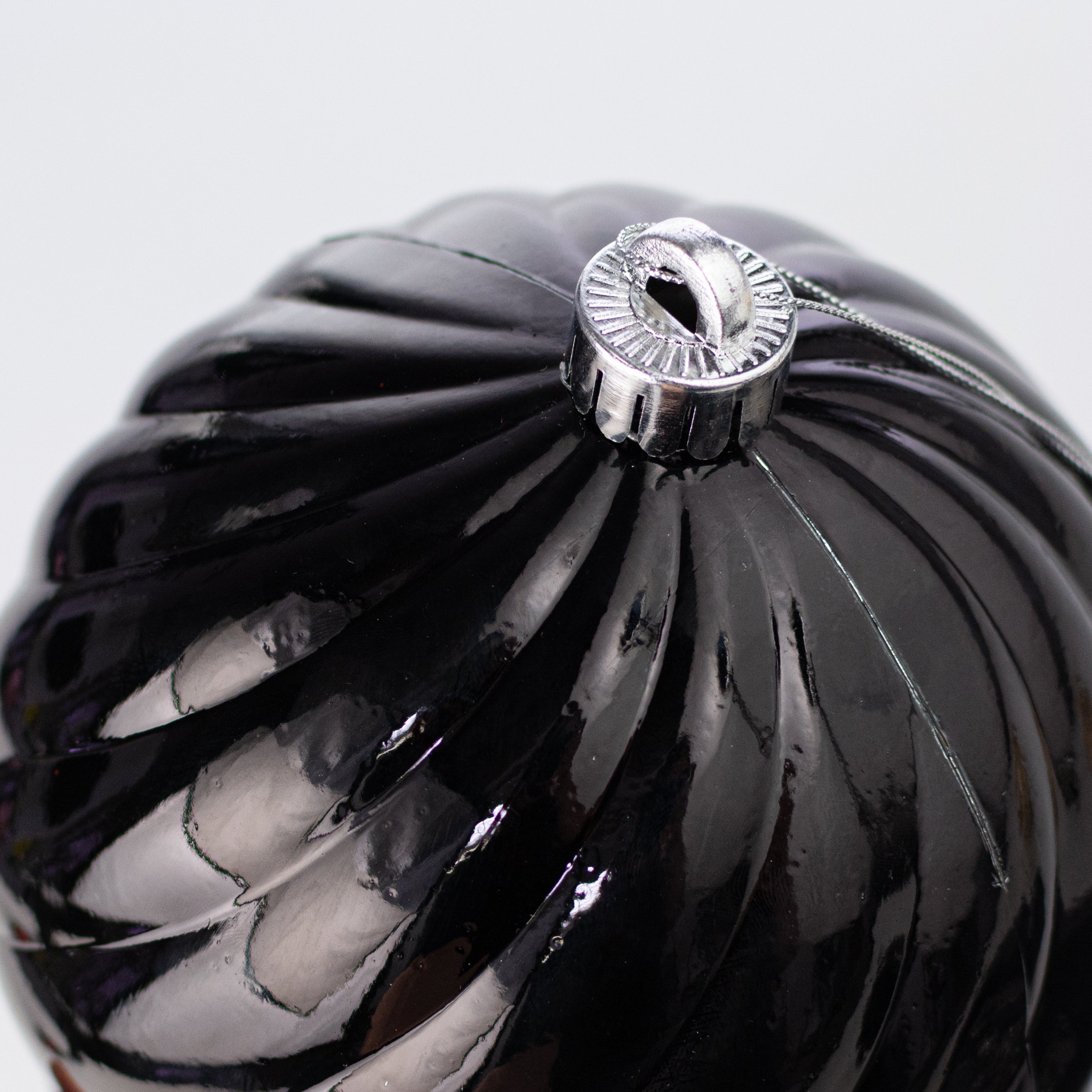 6" Metallic Swirl Ball Ornament: Black