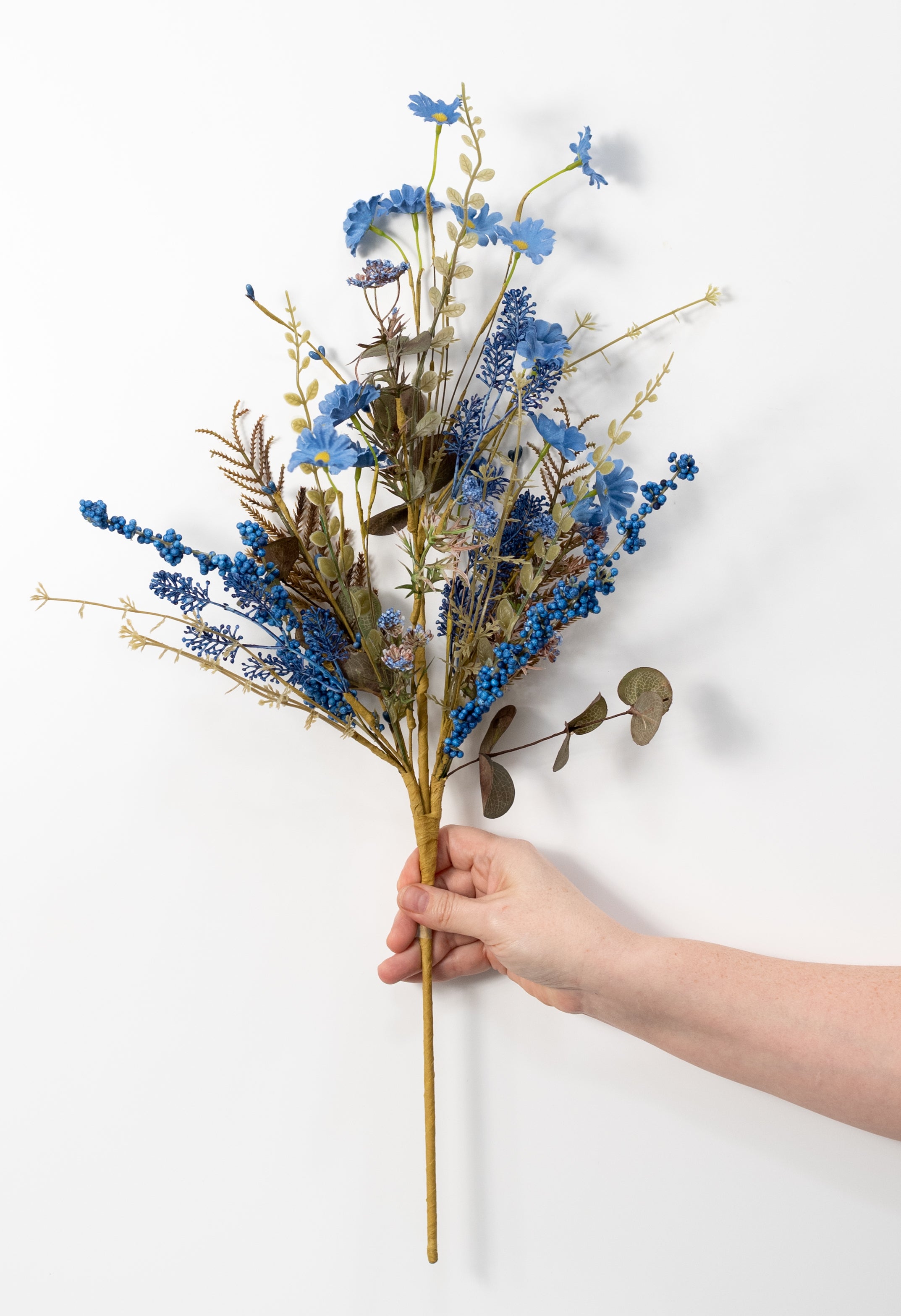 24" Fabric Flower Mixed Fall Filler Spray: Blue
