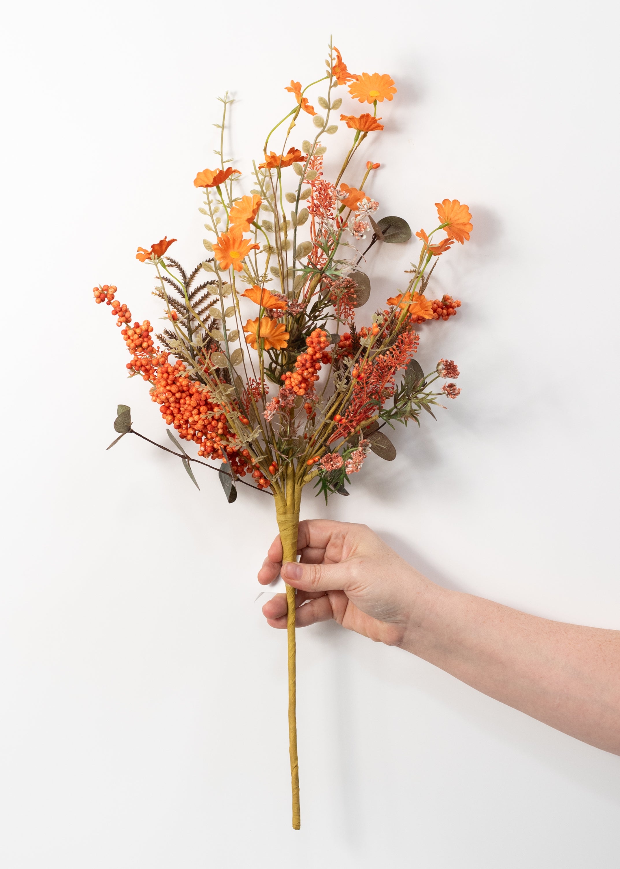 24" Fabric Flower Mixed Fall Filler Spray: Orange