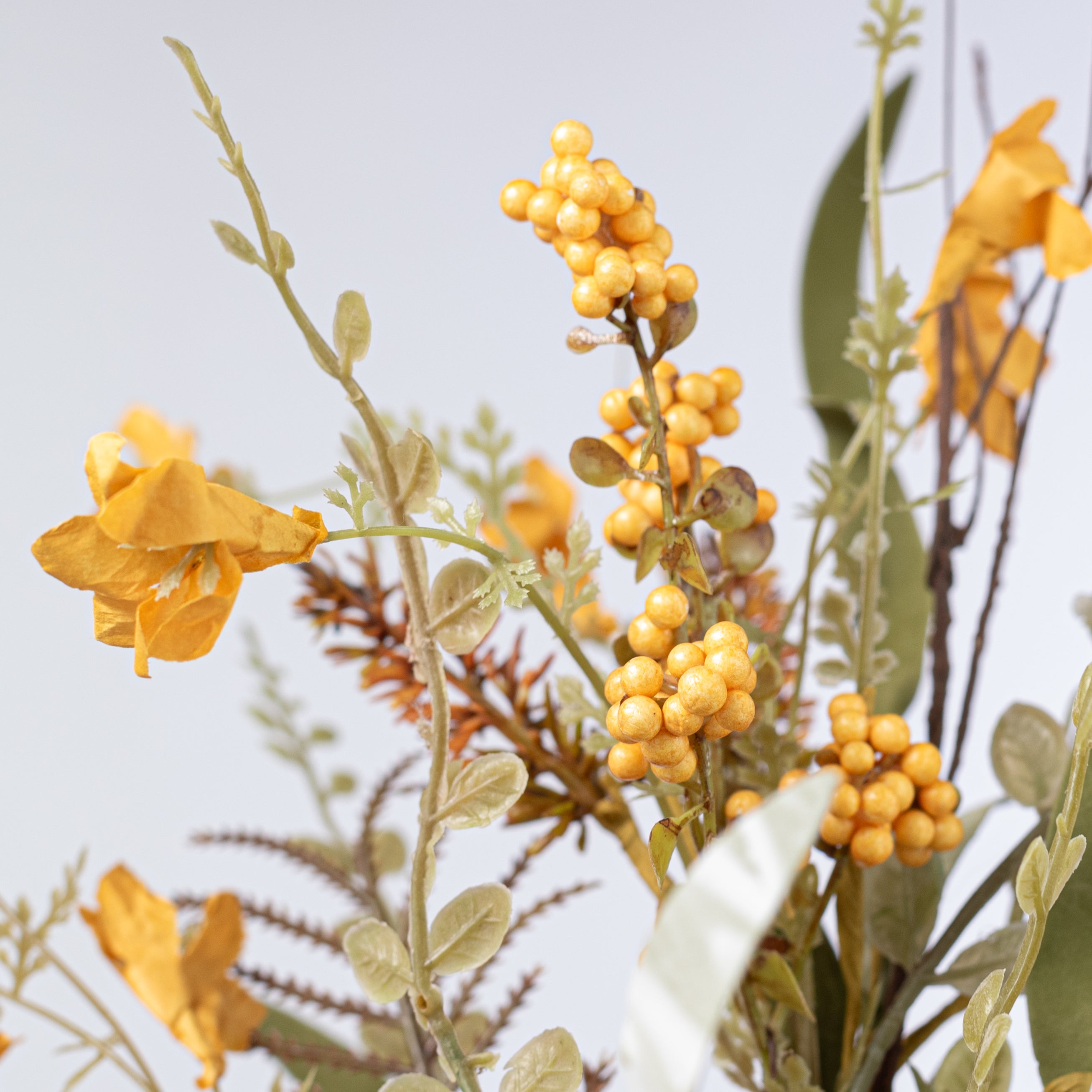 24" Fern, Lavender & Berries Filler Spray: Yellow