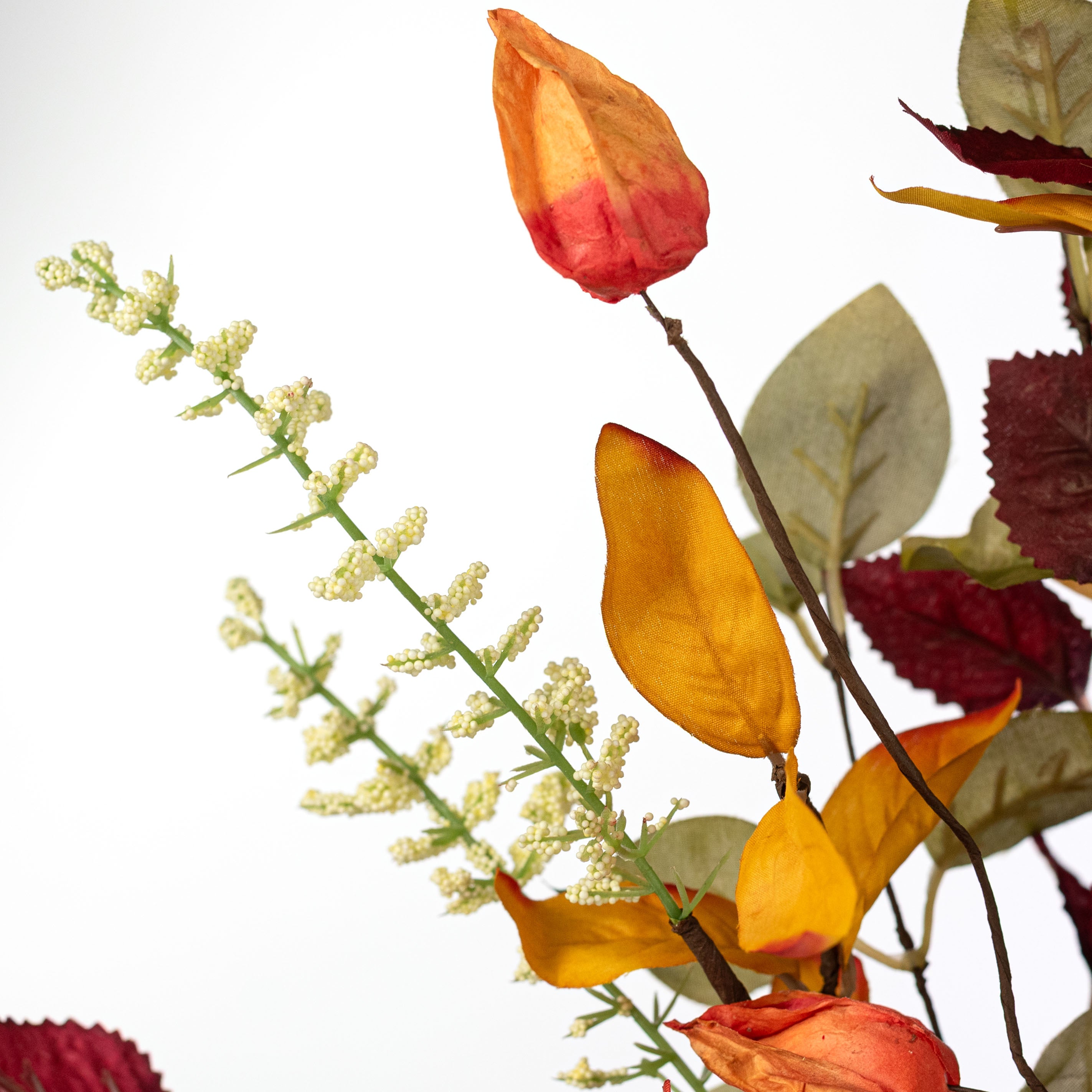 27" Fall Leaves & Chinese Lantern Spray