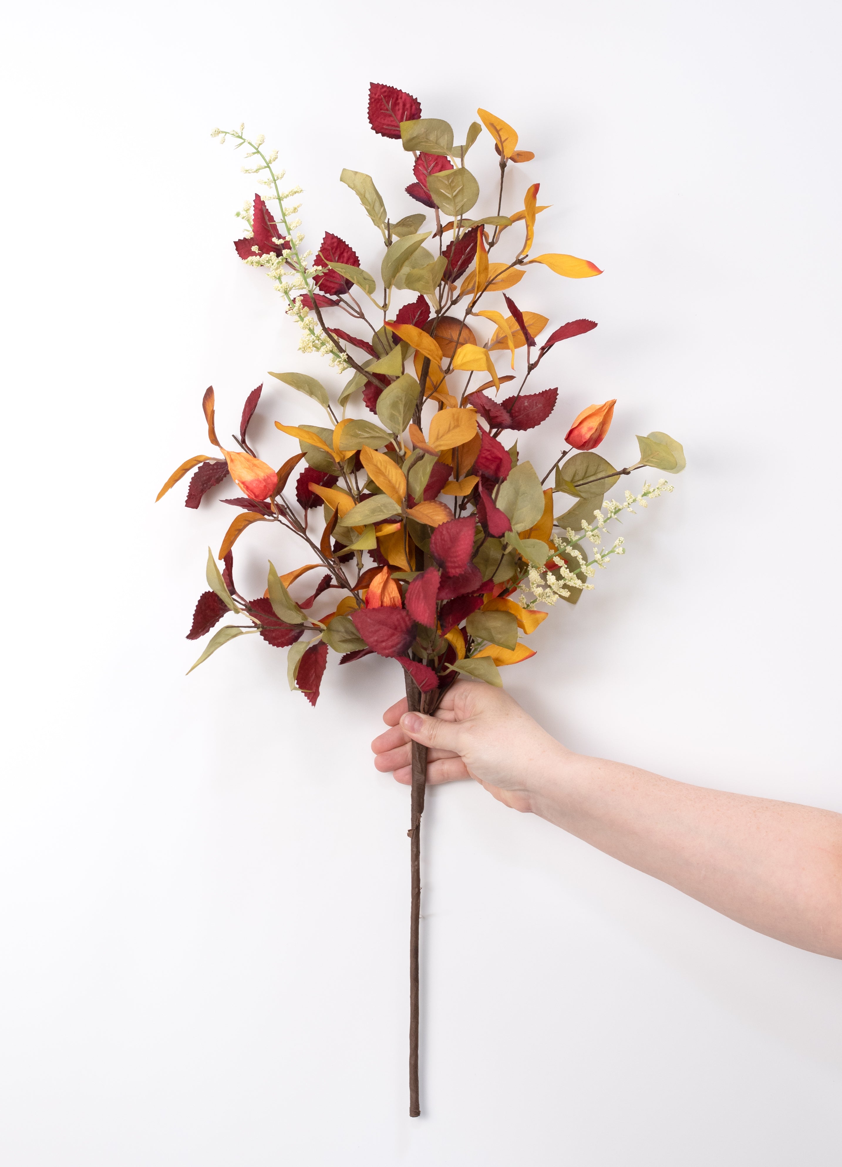 27" Fall Leaves & Chinese Lantern Spray