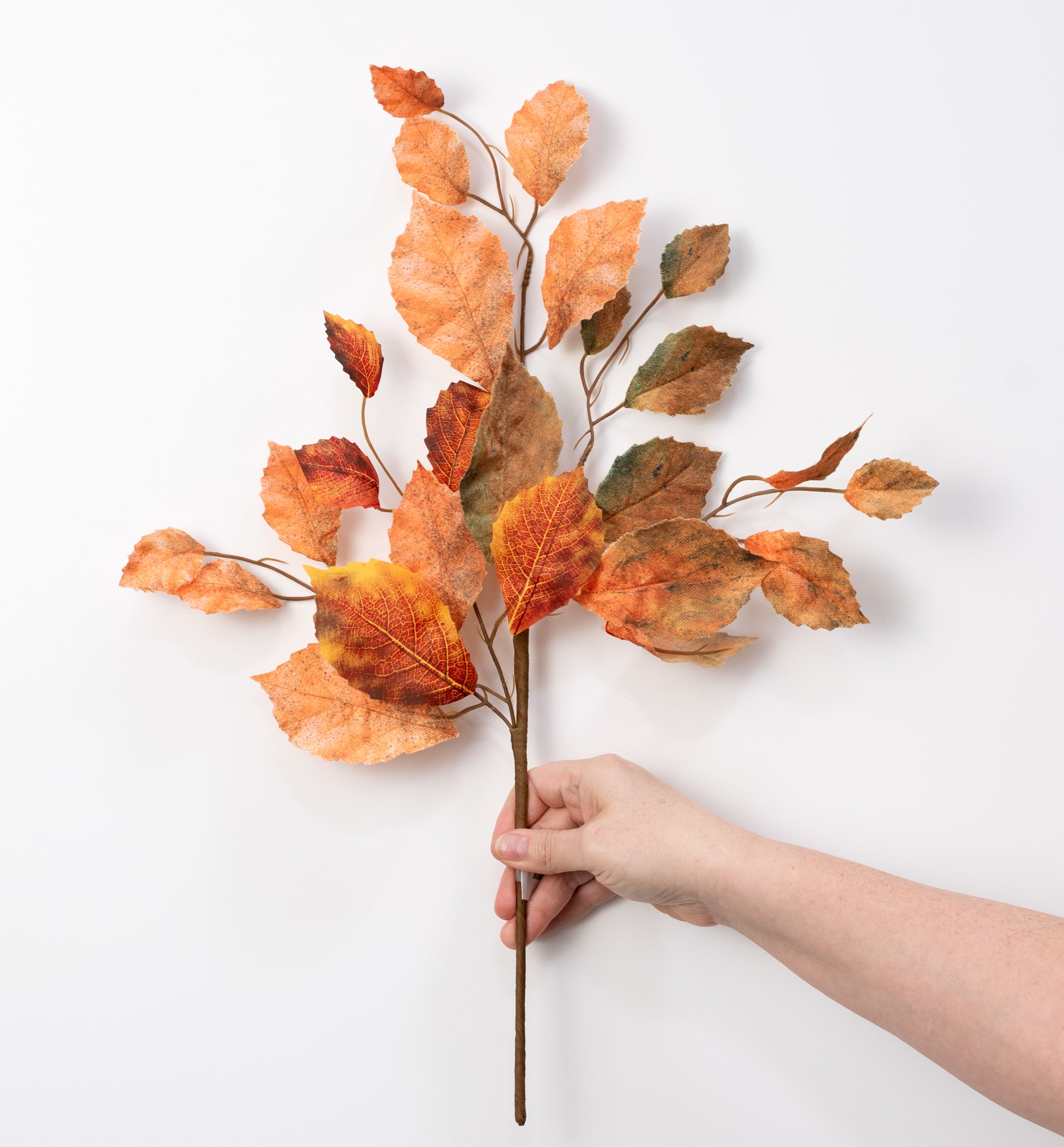 21" Birch Leaves Spray: Orange