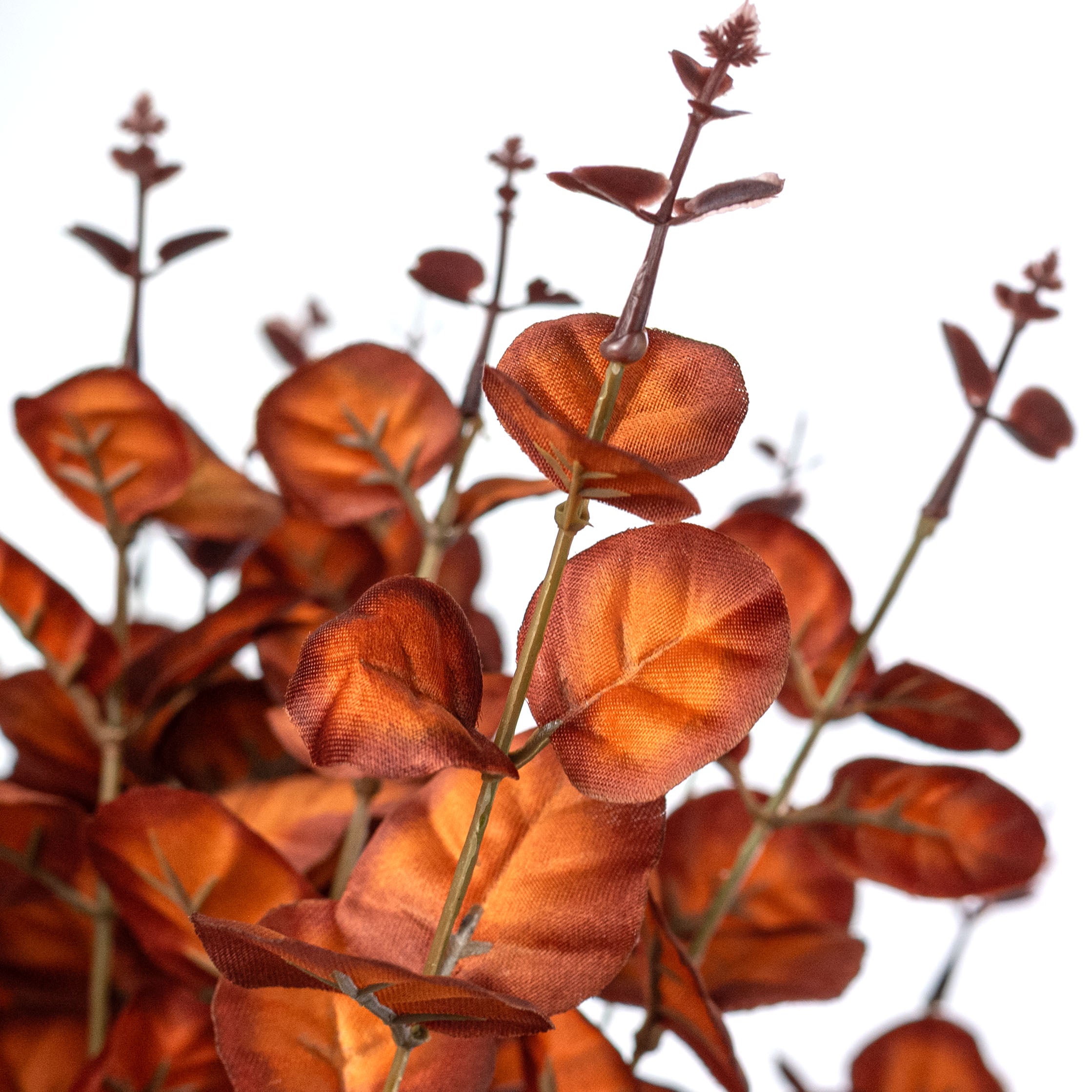 20" Faux Eucalyptus Leaves Bush: Fall Brown
