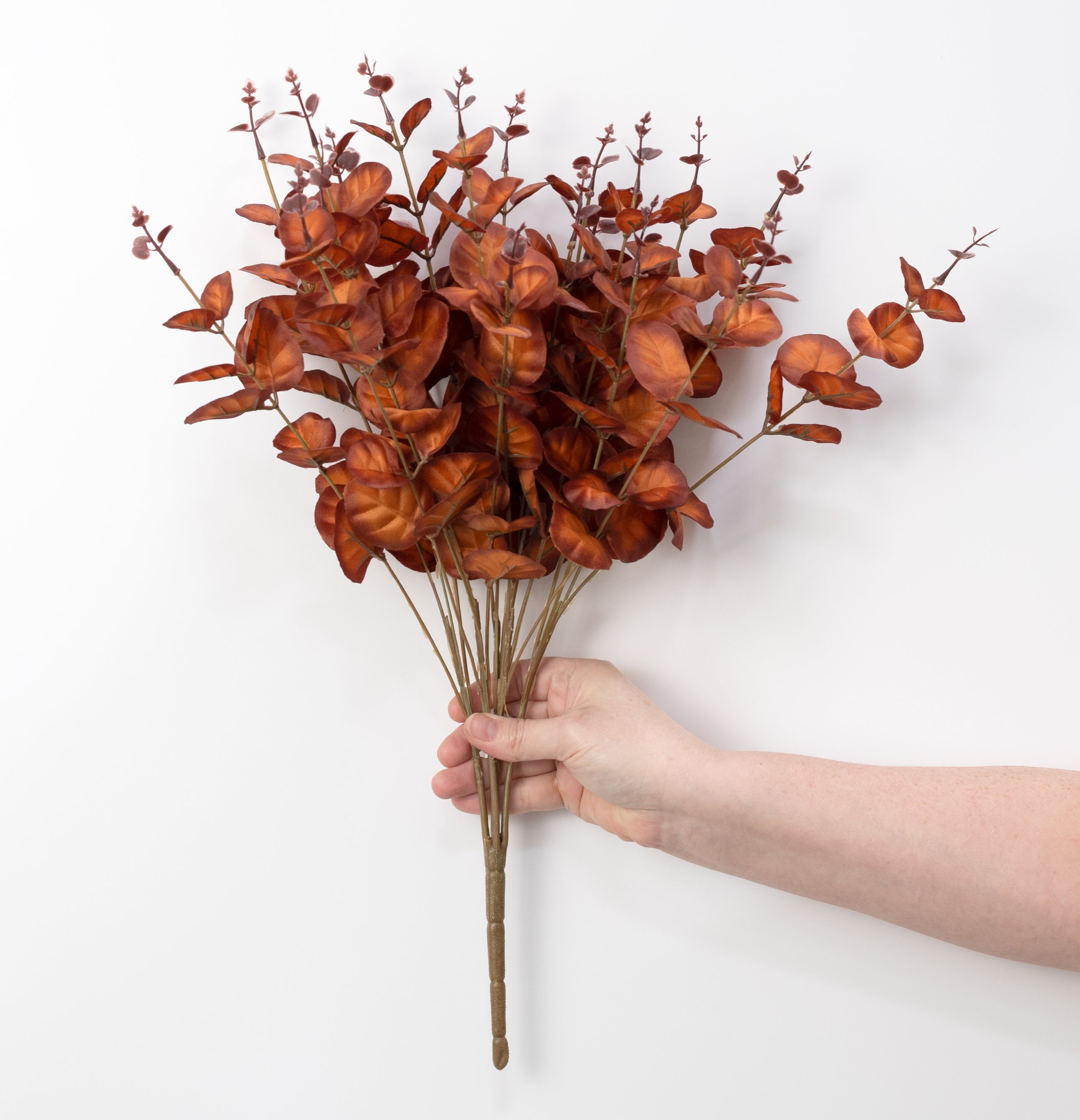 20" Faux Eucalyptus Leaves Bush: Fall Brown