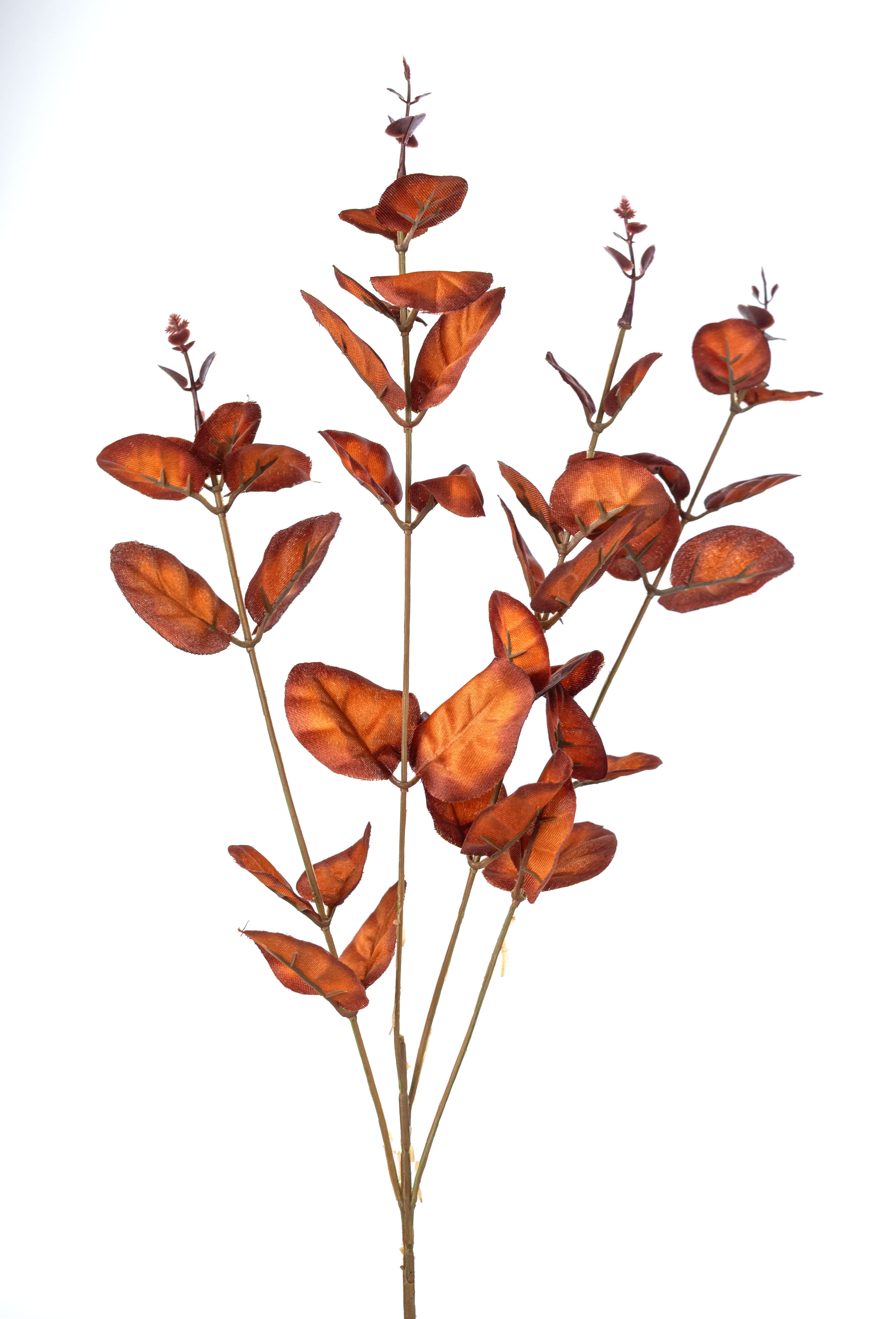 20" Faux Eucalyptus Leaves Bush: Fall Brown