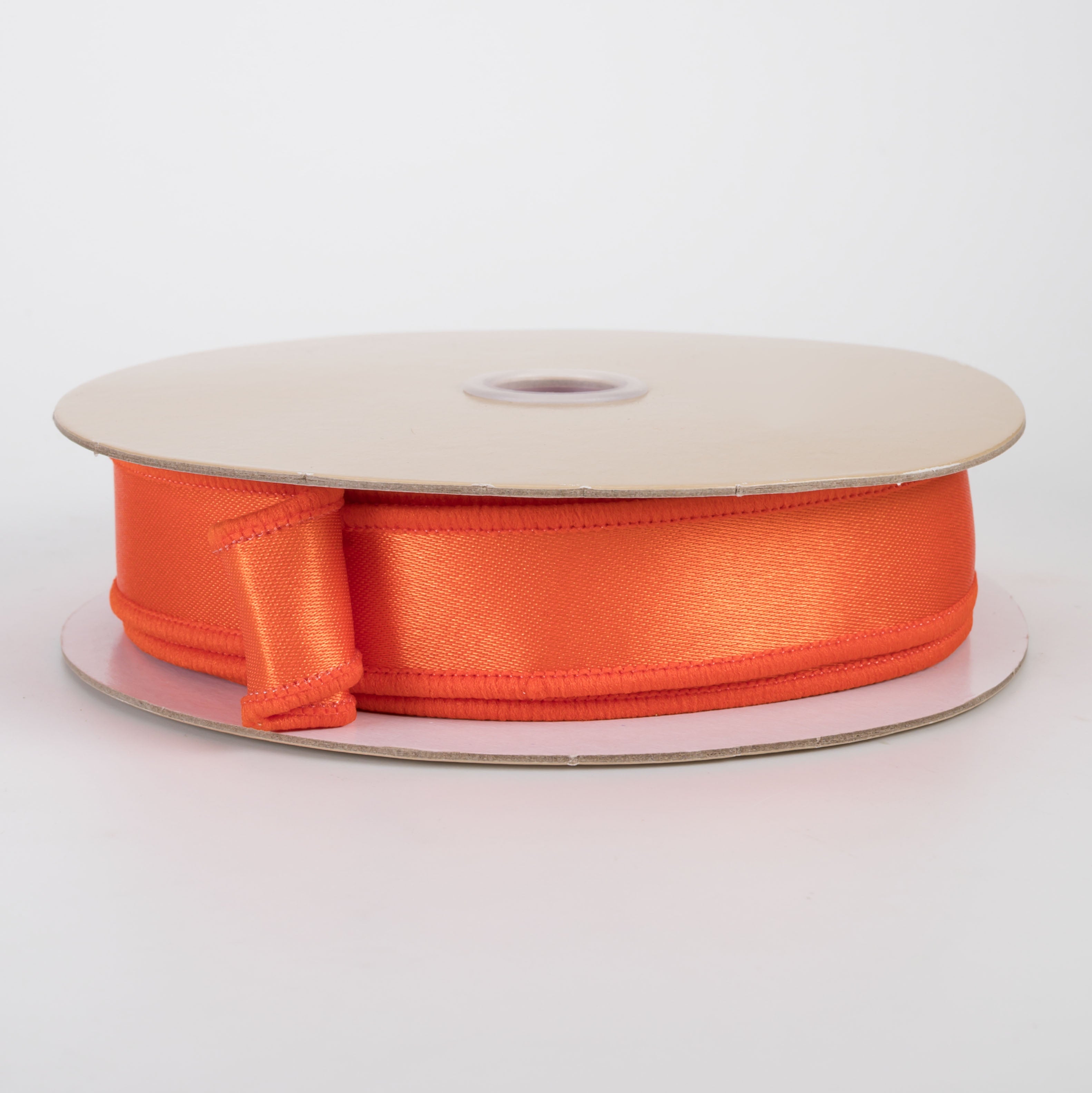 7/8" Double Sided Fused Satin Ribbon: Orange (10 Yards)