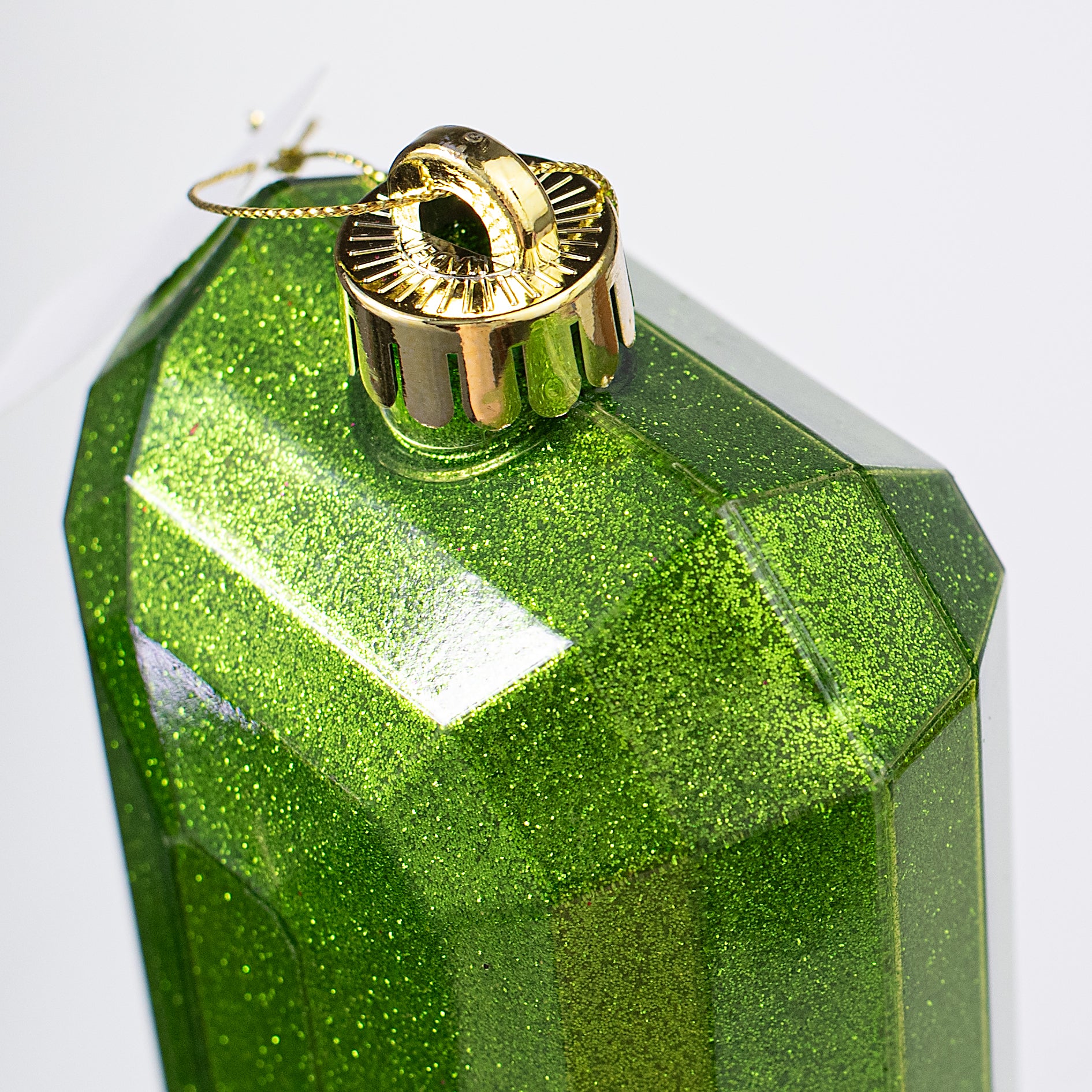 7" Rectangle Gem Ornament: Glitter Inside Lime Green