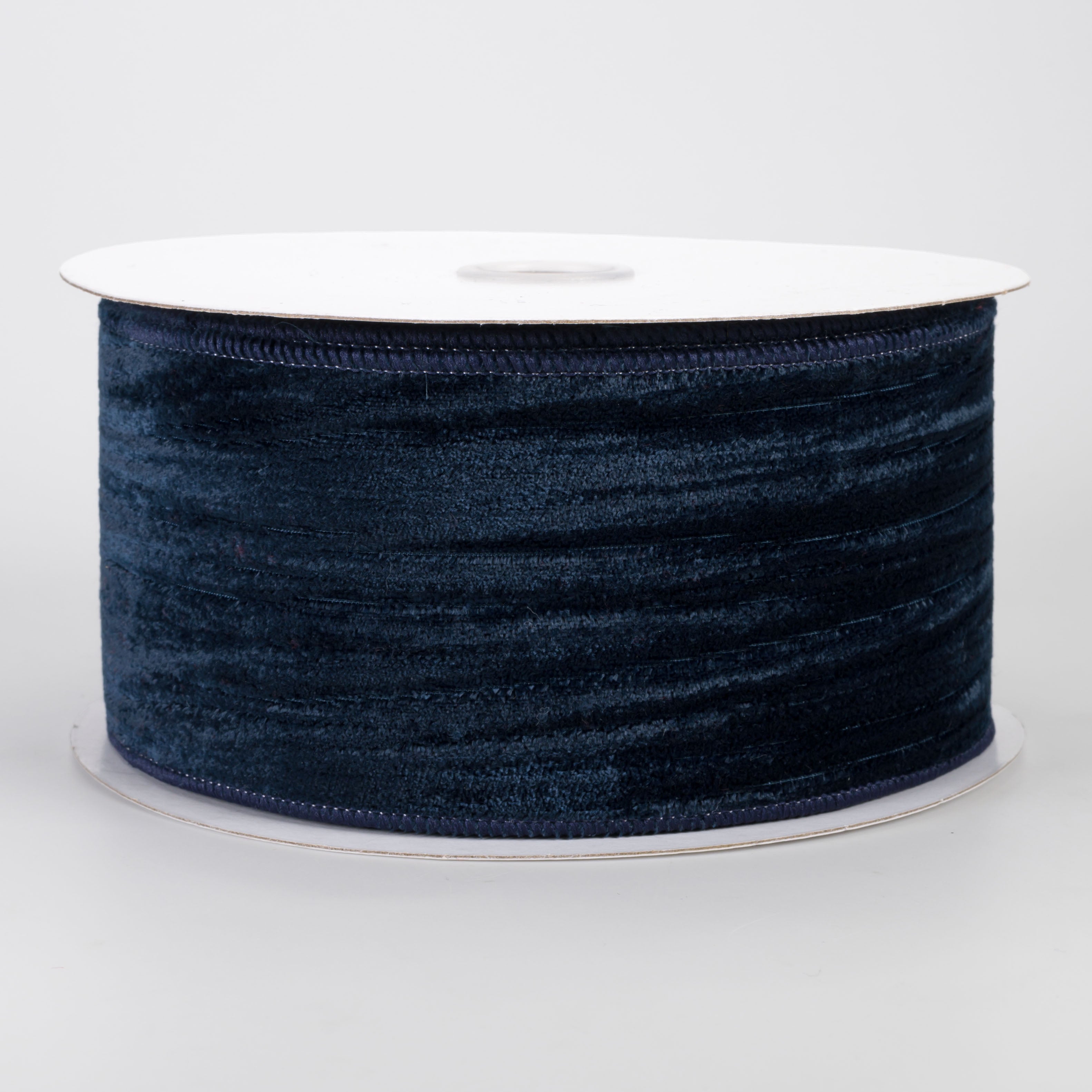 2.5" Deluxe Crushed Velvet Wired Ribbon: Navy Blue (10 Yards)