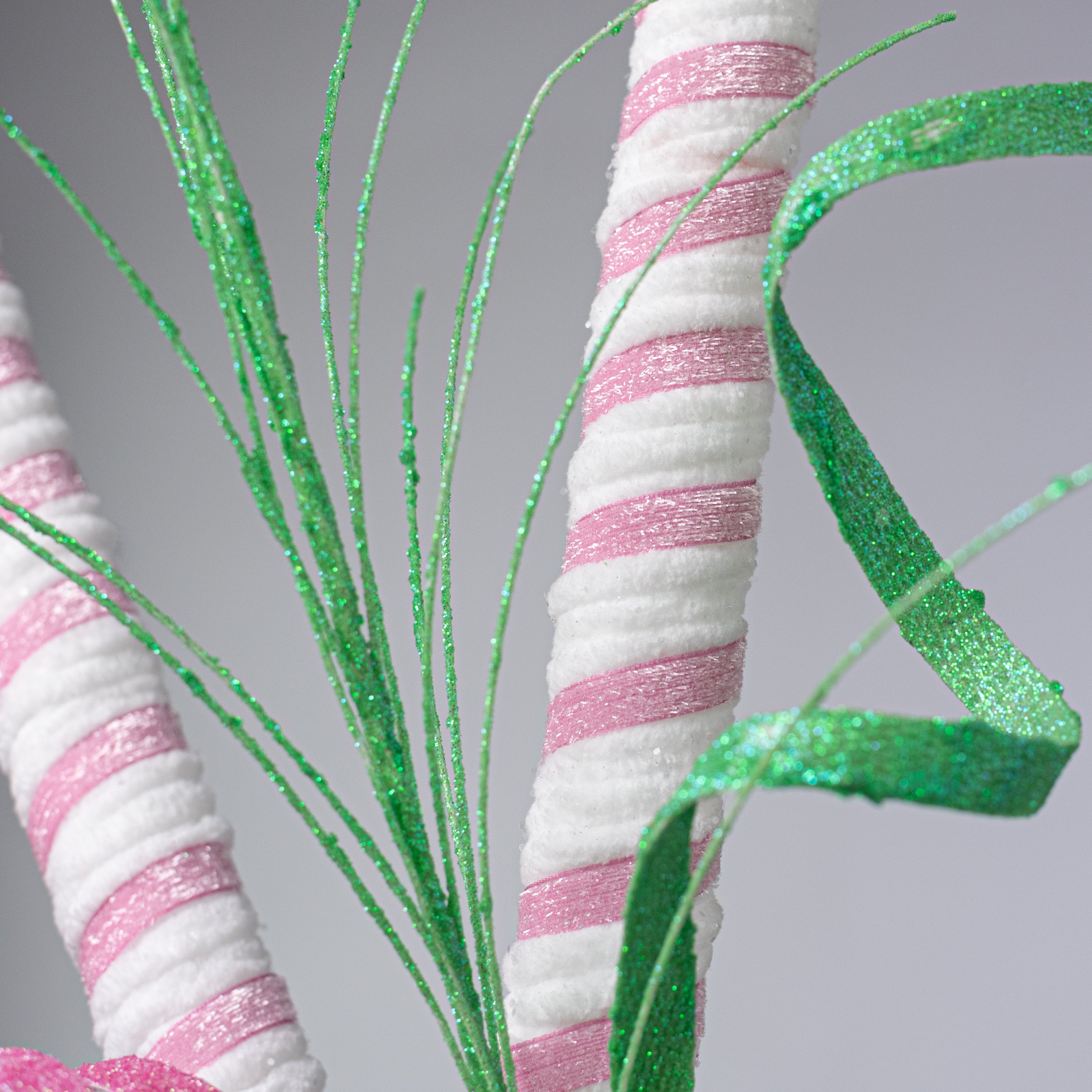 30" Stick Candy Cane Spray: Mint Green & Pink
