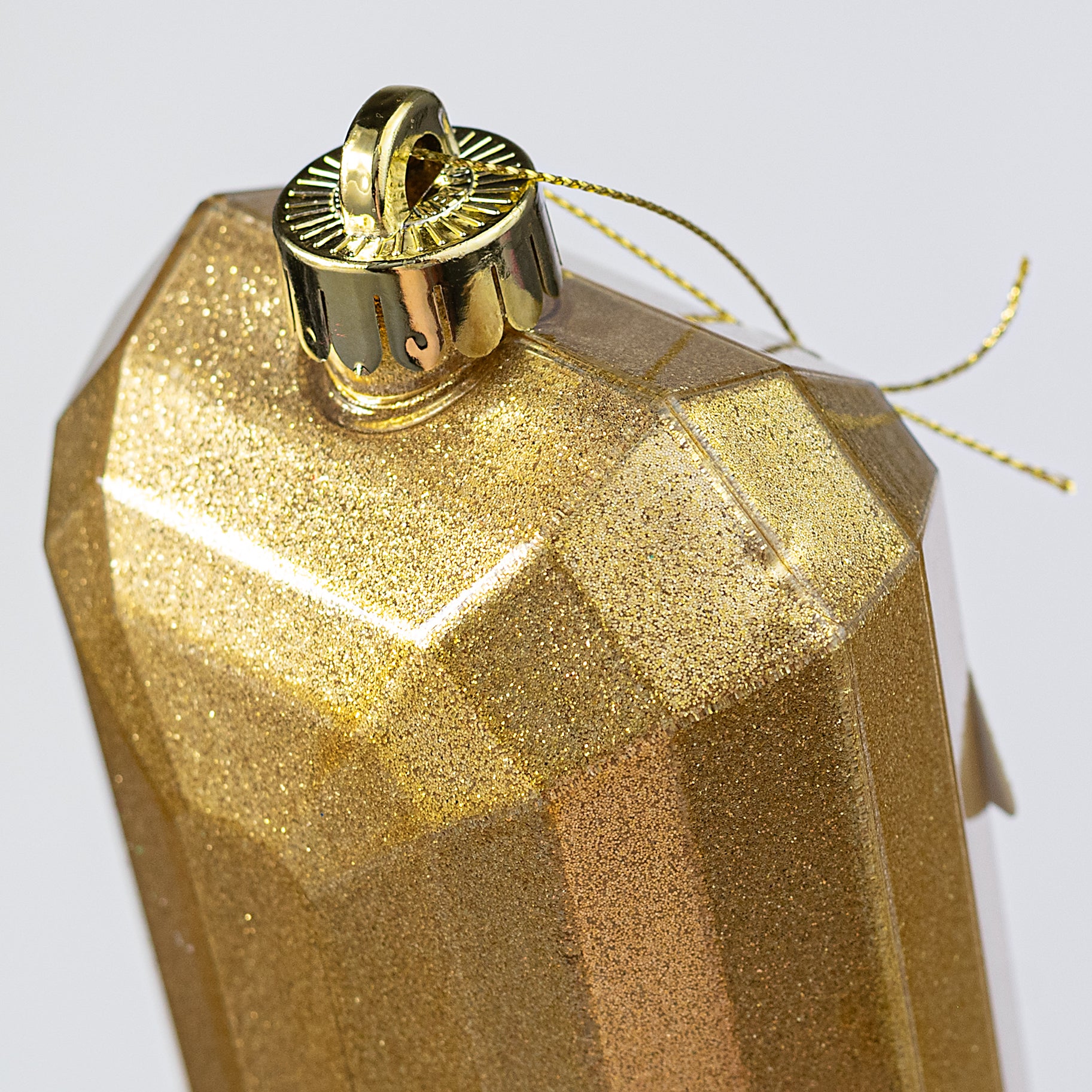 7" Rectangle Gem Ornament: Glitter Inside Gold