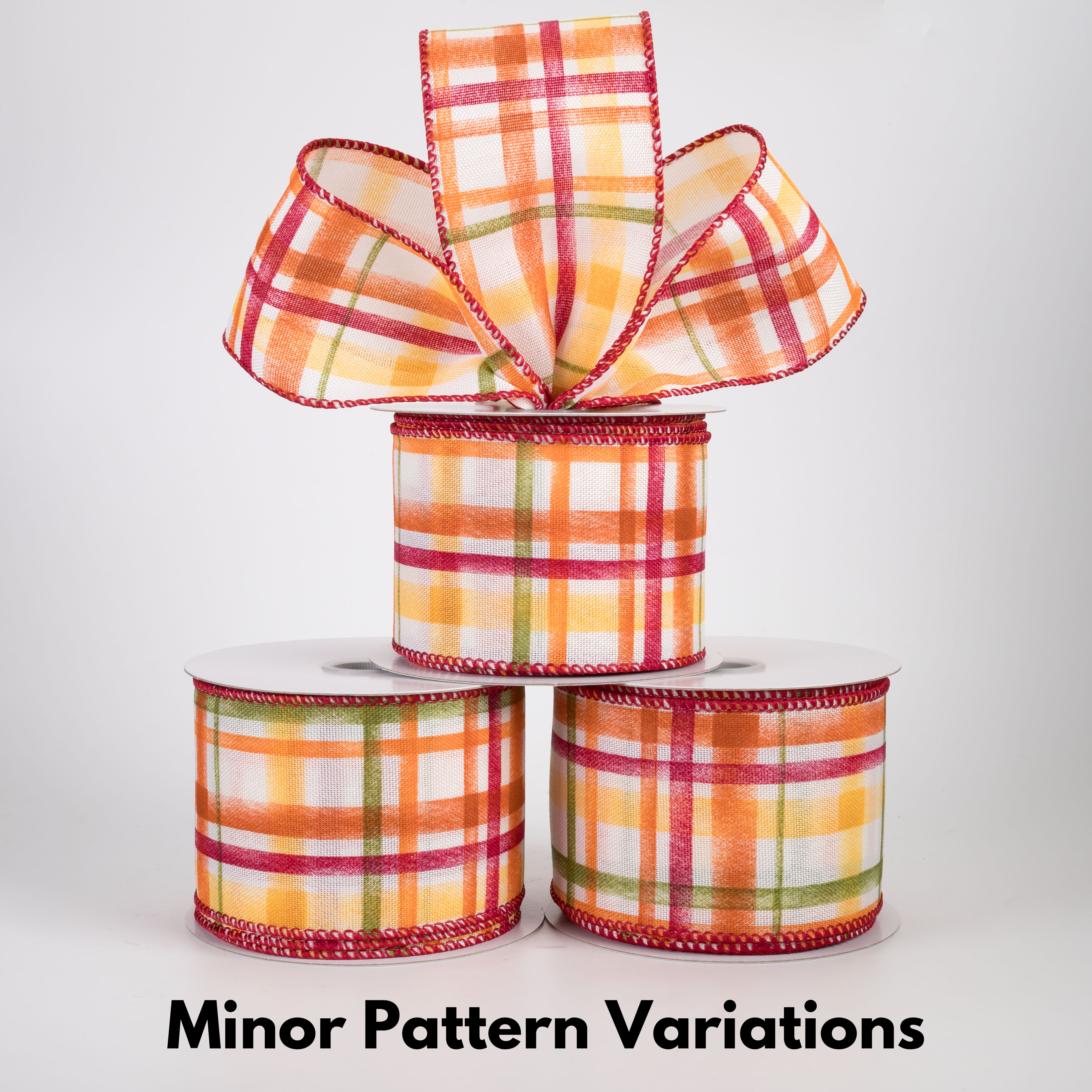 2.5" Linen Tuttola Plaid Ribbon: Burgundy & Moss Fall (10 Yards)