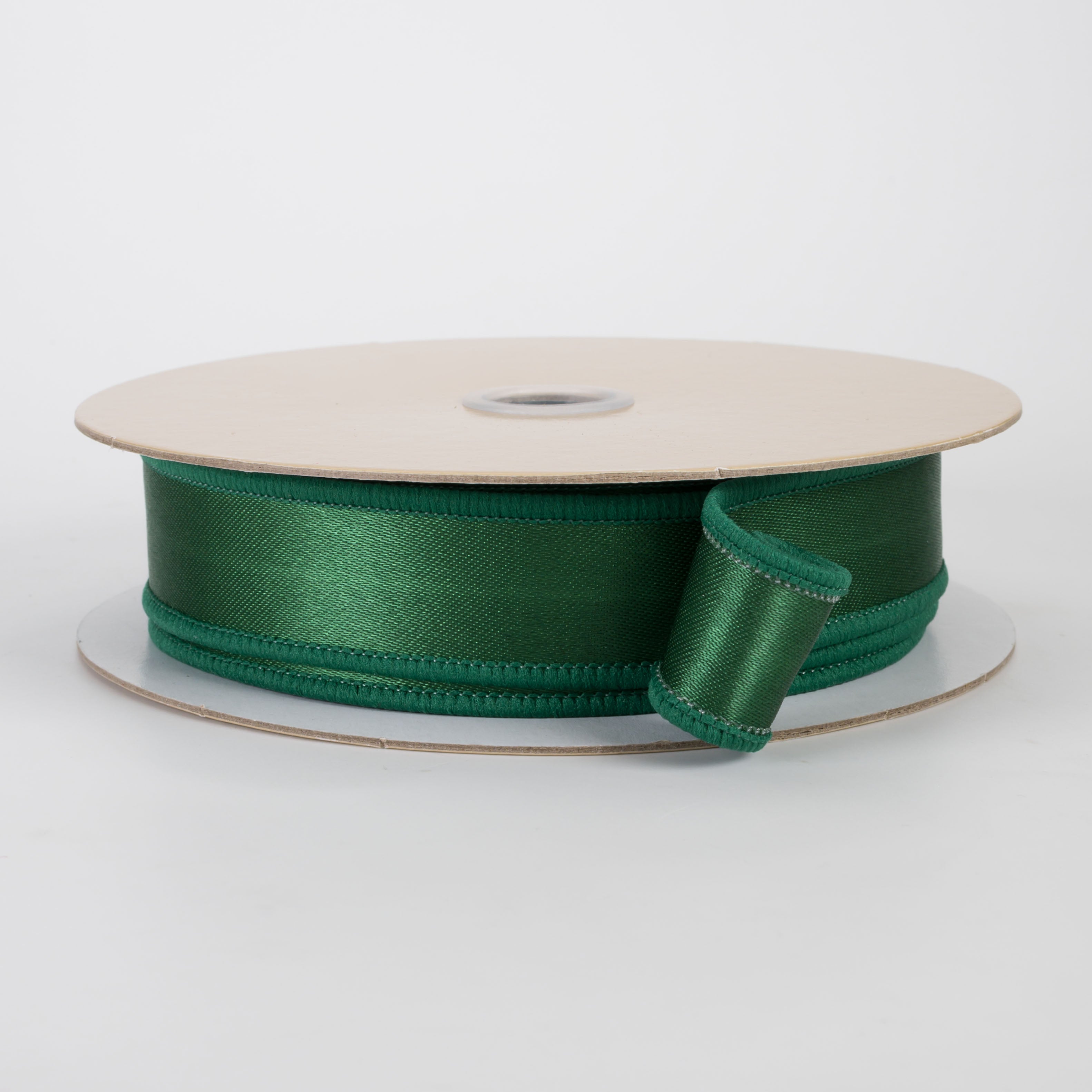 7/8" Double Sided Fused Satin Ribbon: Emerald Green (10 Yards)