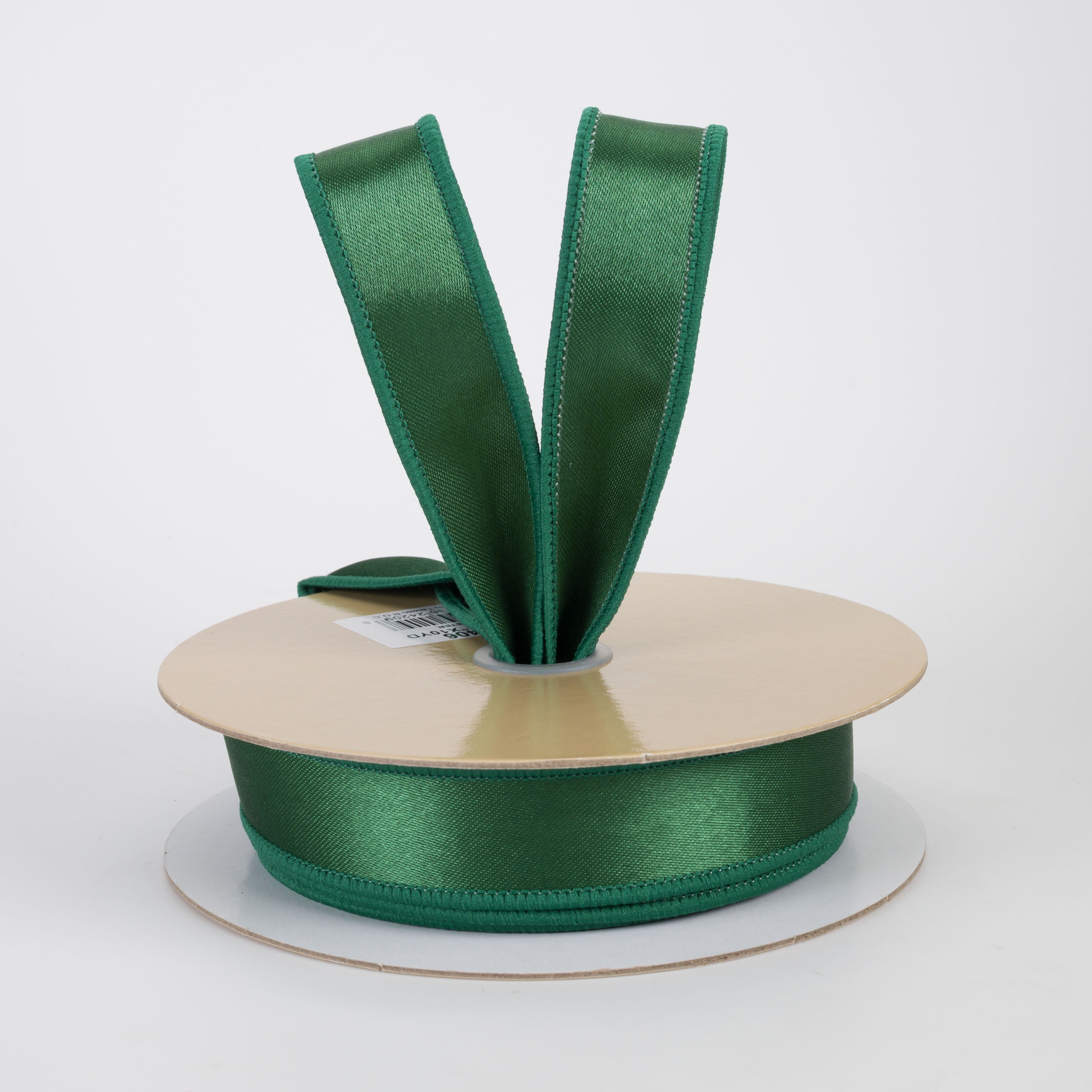 7/8" Double Sided Fused Satin Ribbon: Emerald Green (10 Yards)