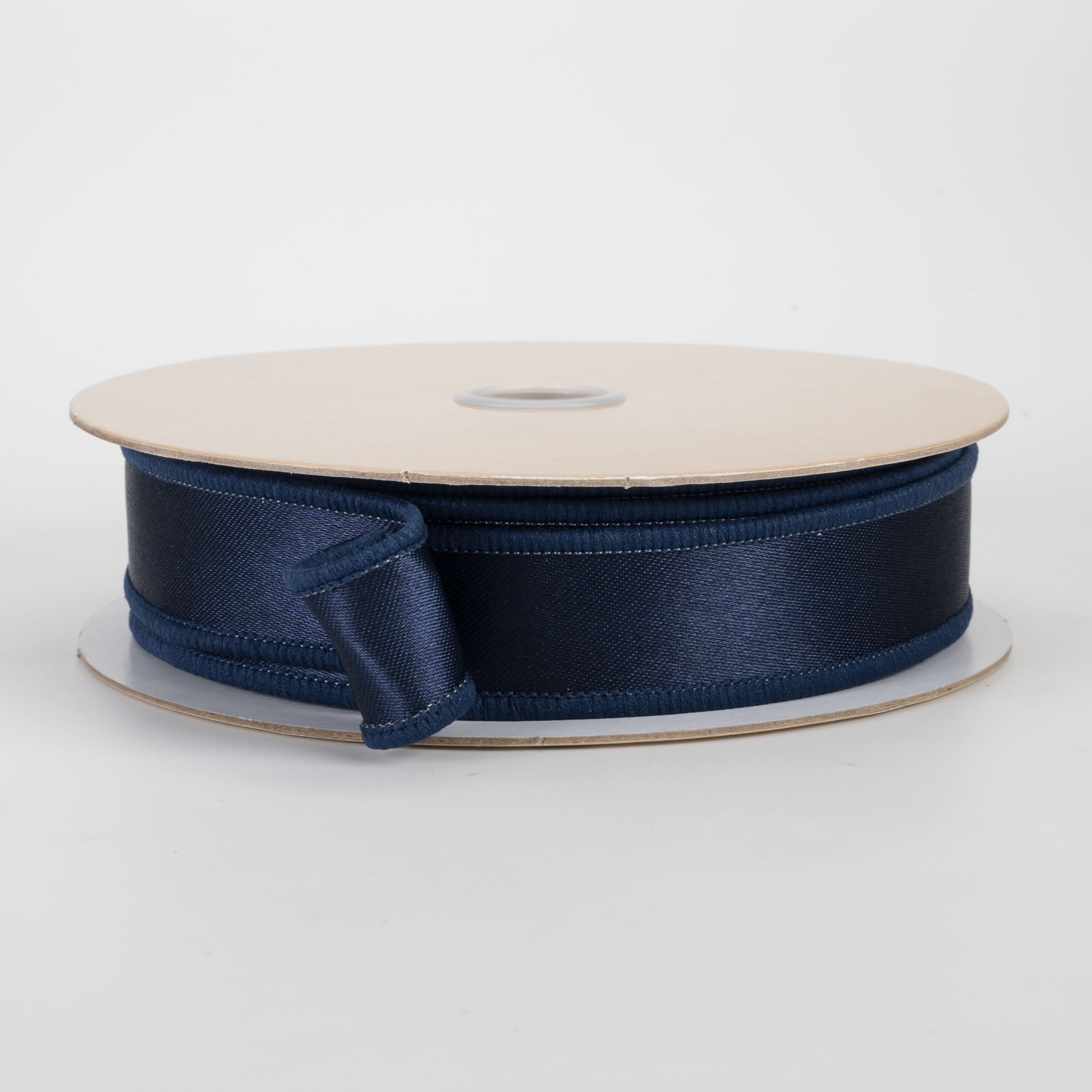 7/8" Double Sided Fused Satin Ribbon: Navy Blue (10 Yards)