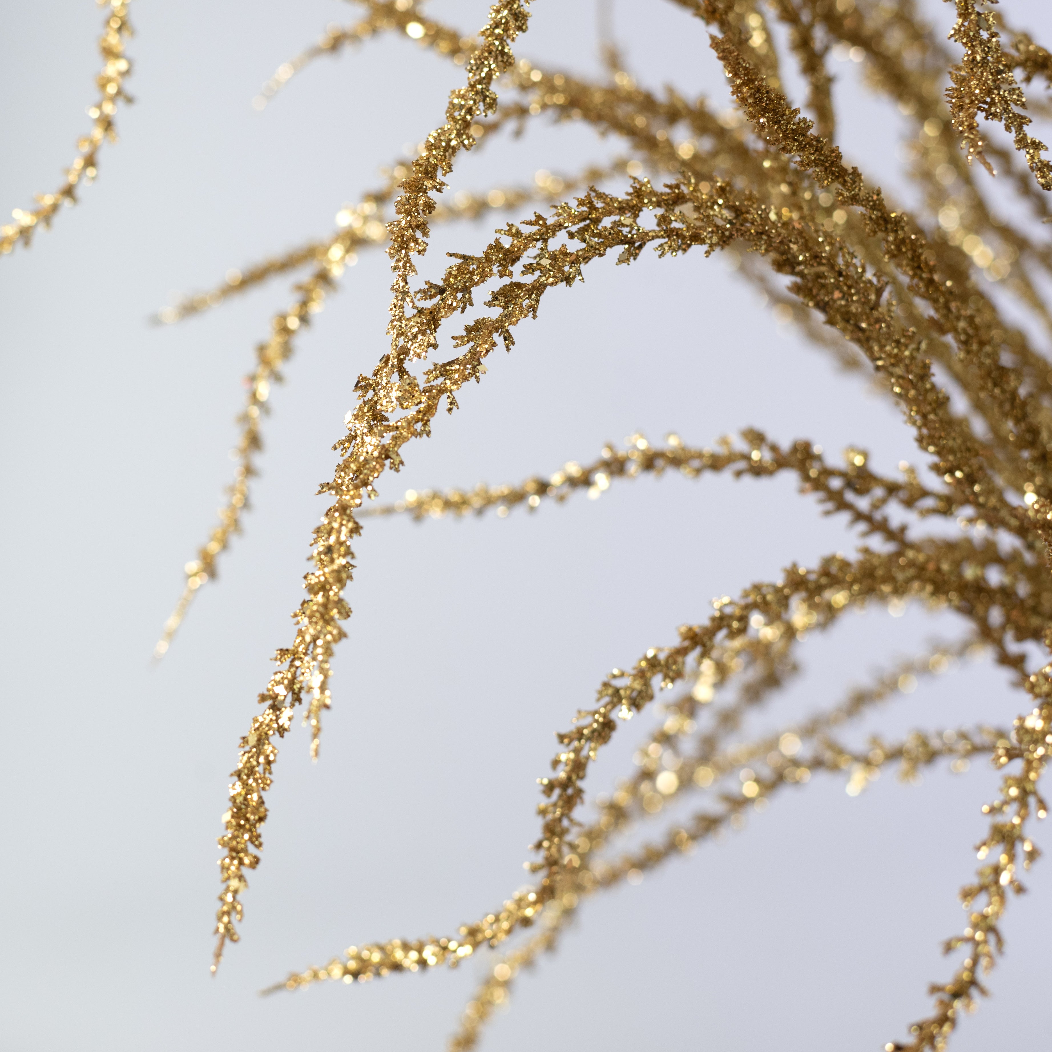 22" Glittered Willow Branches Spray: Gold