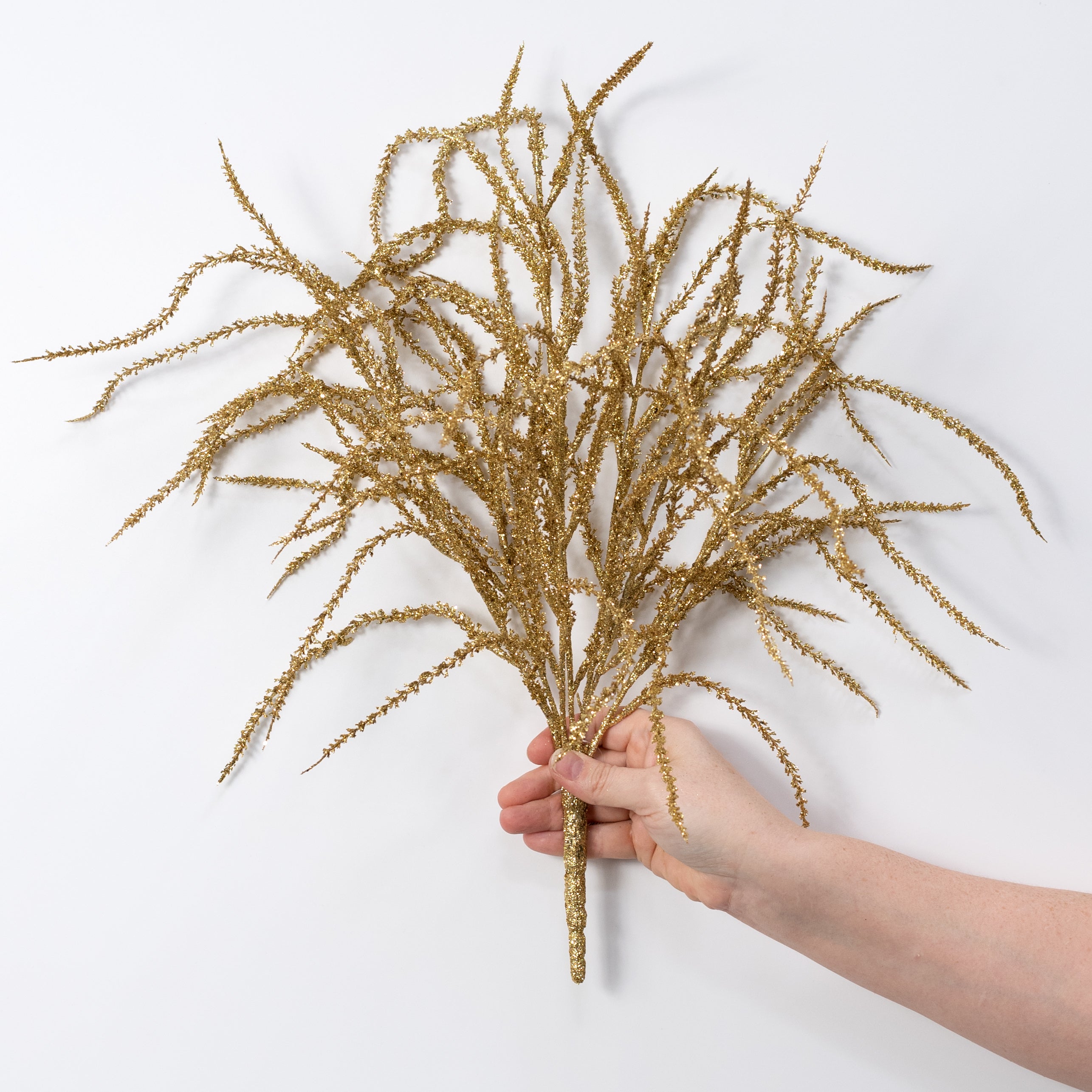 22" Glittered Willow Branches Spray: Gold