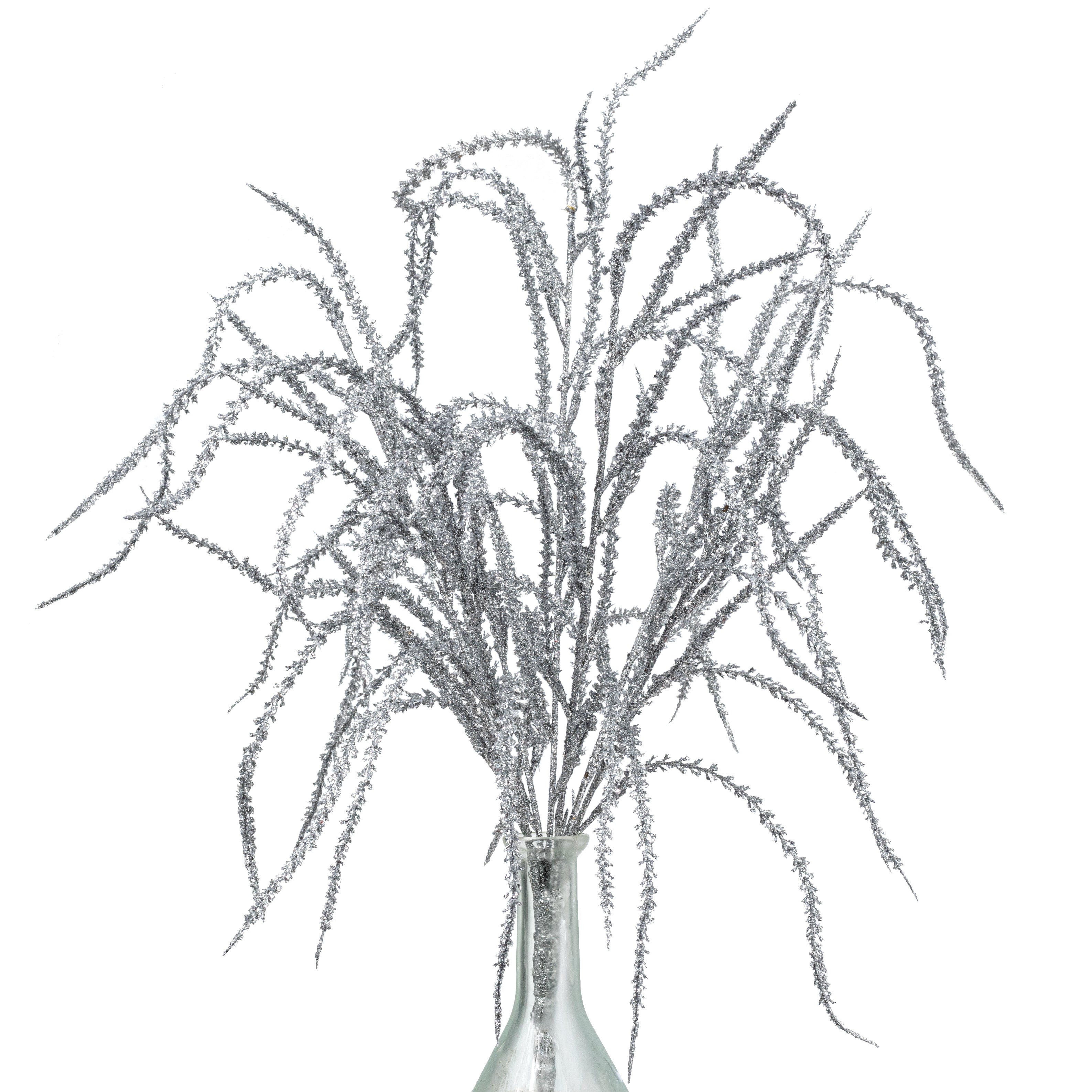 22" Glittered Willow Branches Spray: Silver