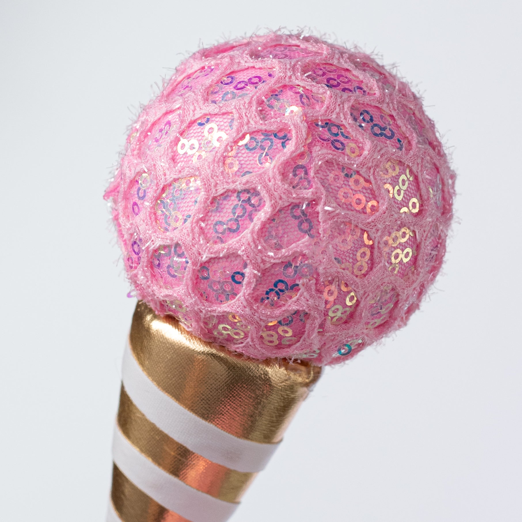 24" Mesh Sequin Ice Cream Cone Spray: Pink & Gold