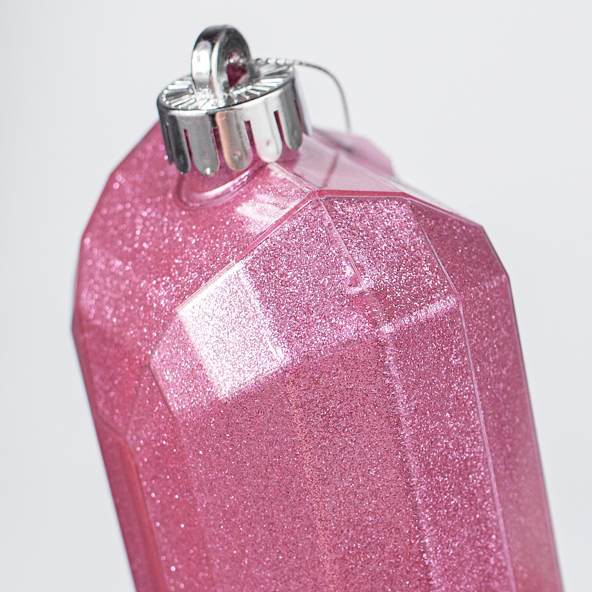 7" Rectangle Gem Ornament: Glitter Inside Pink