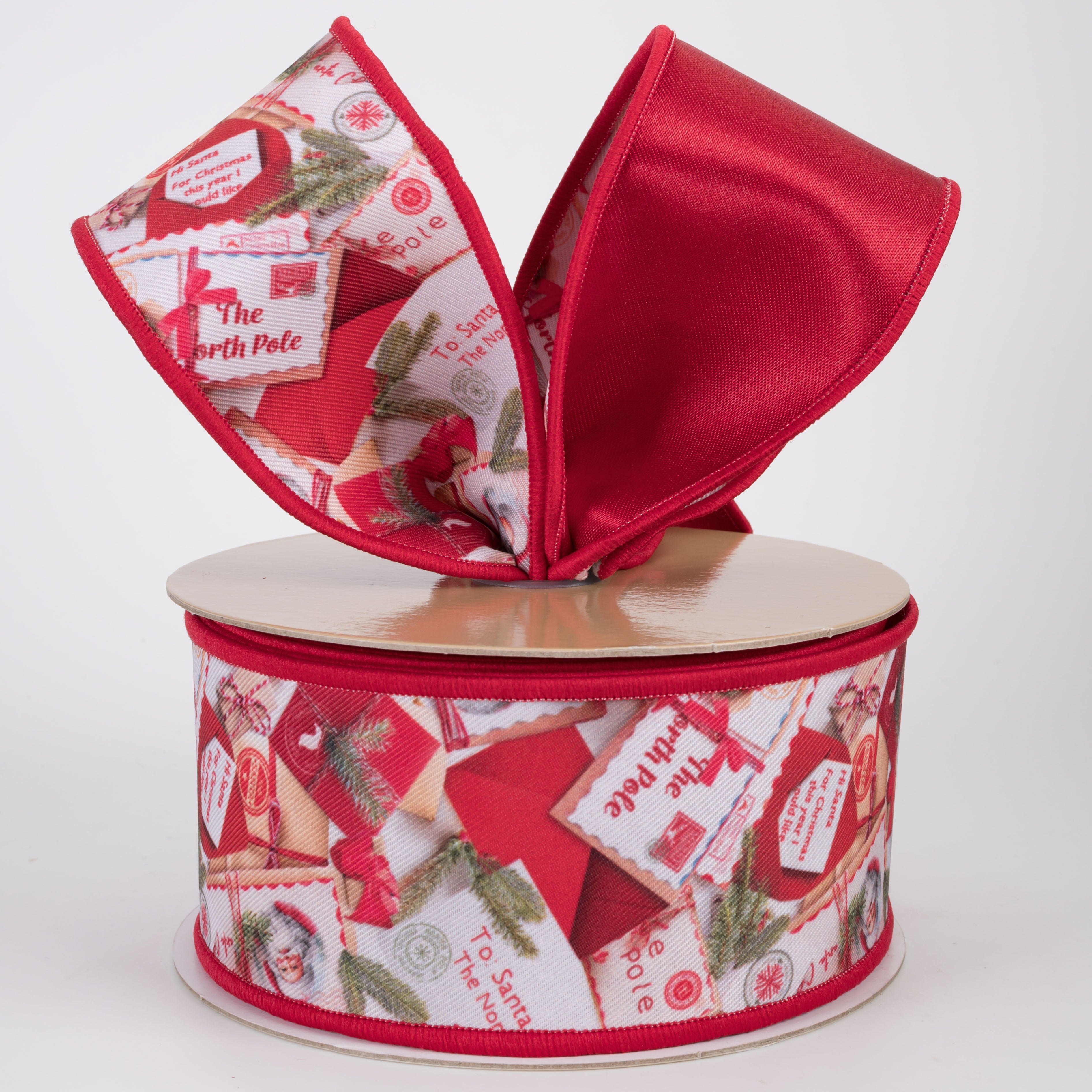 2.5" Double Sided Fused Letters to Santa Ribbon (10 Yards)