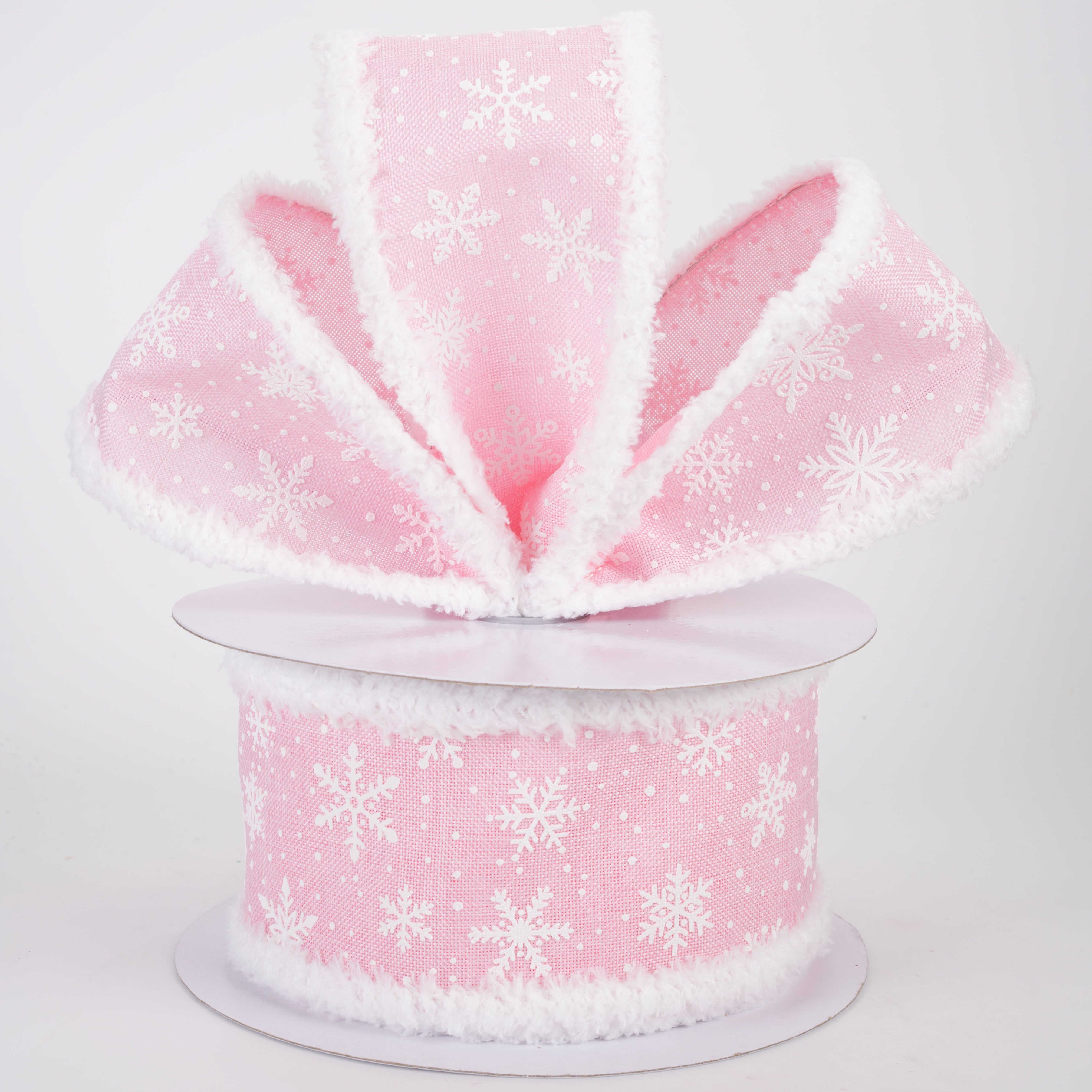 2.5" Mini Snowflake Snowdrift Edge Ribbon: Light Pink (10 Yards)