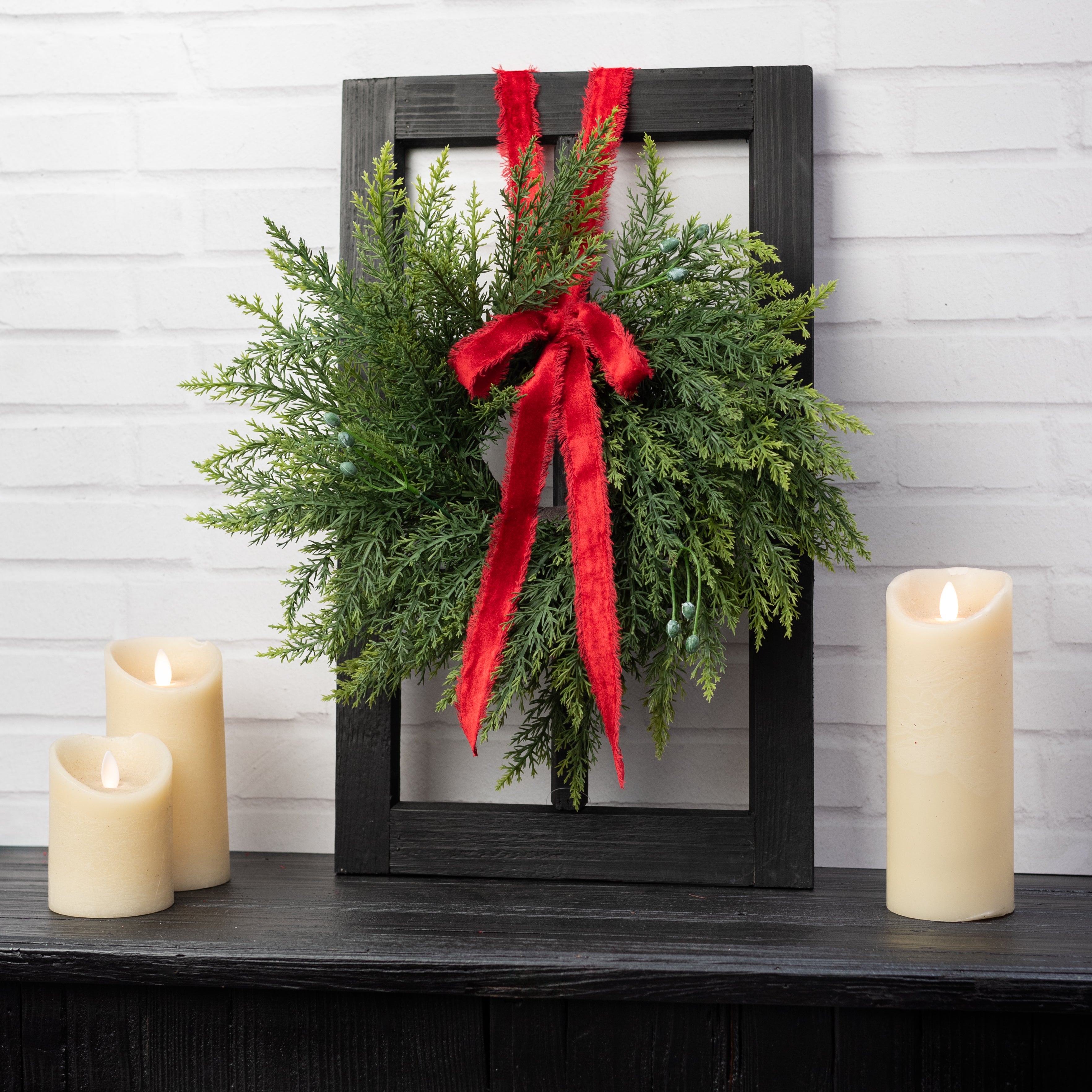 16" Faux Cedar Cabinet Wreath