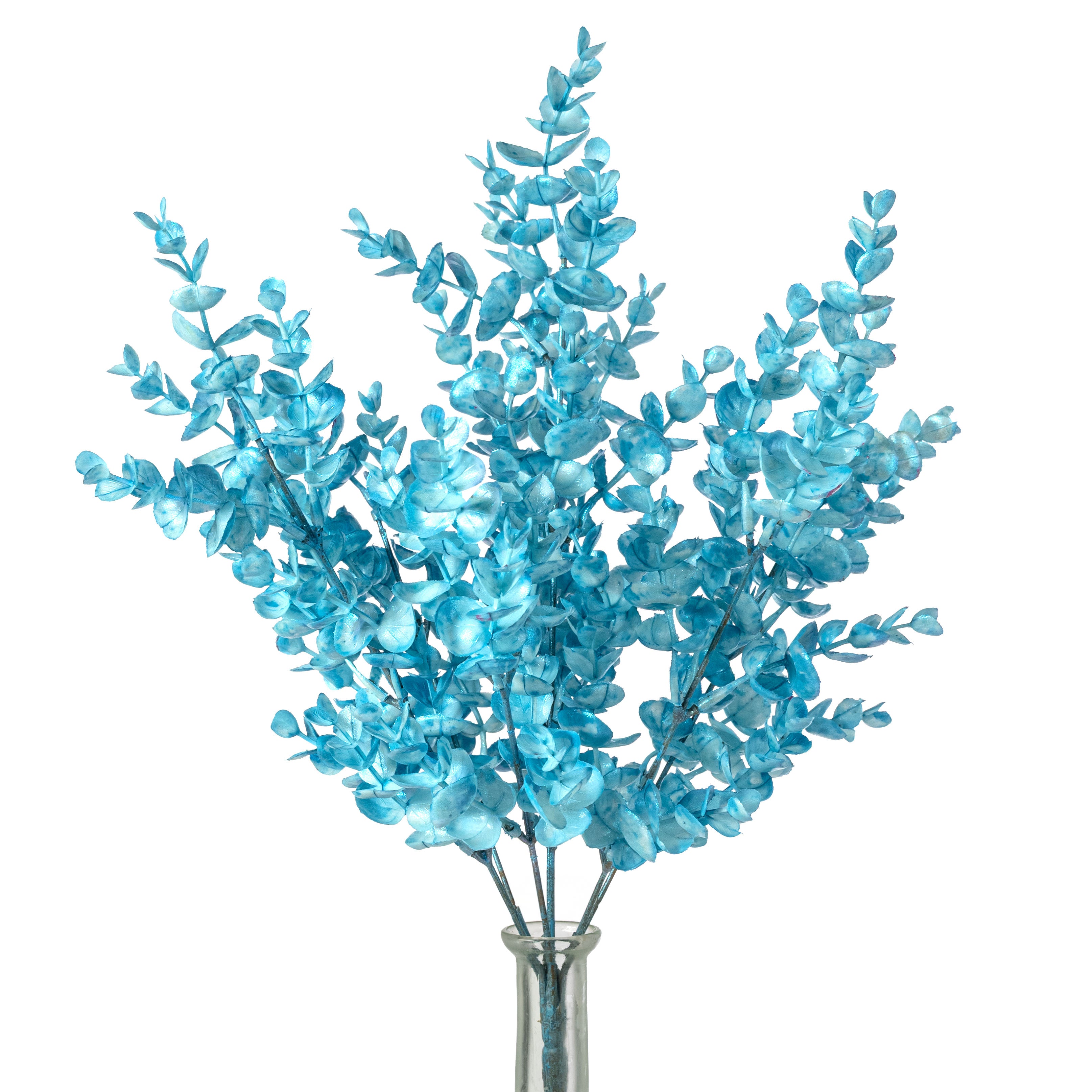 19" Plastic Eucalyptus Bush: Blue (7 Stem)