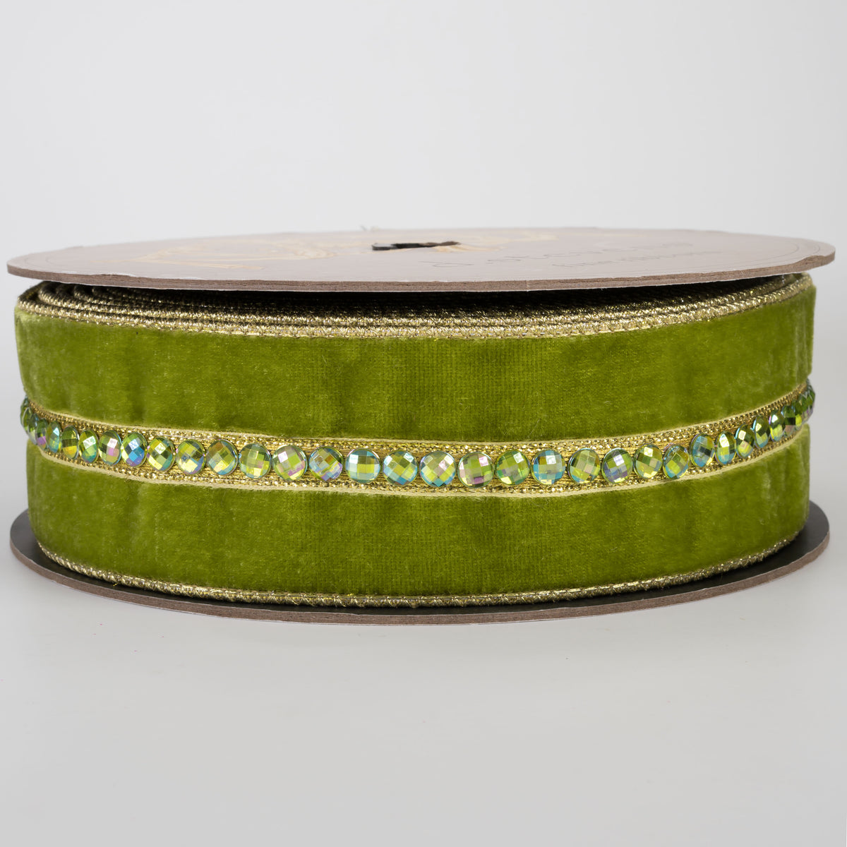 Jeweled Center Trim Velvet Gold Back Ribbon