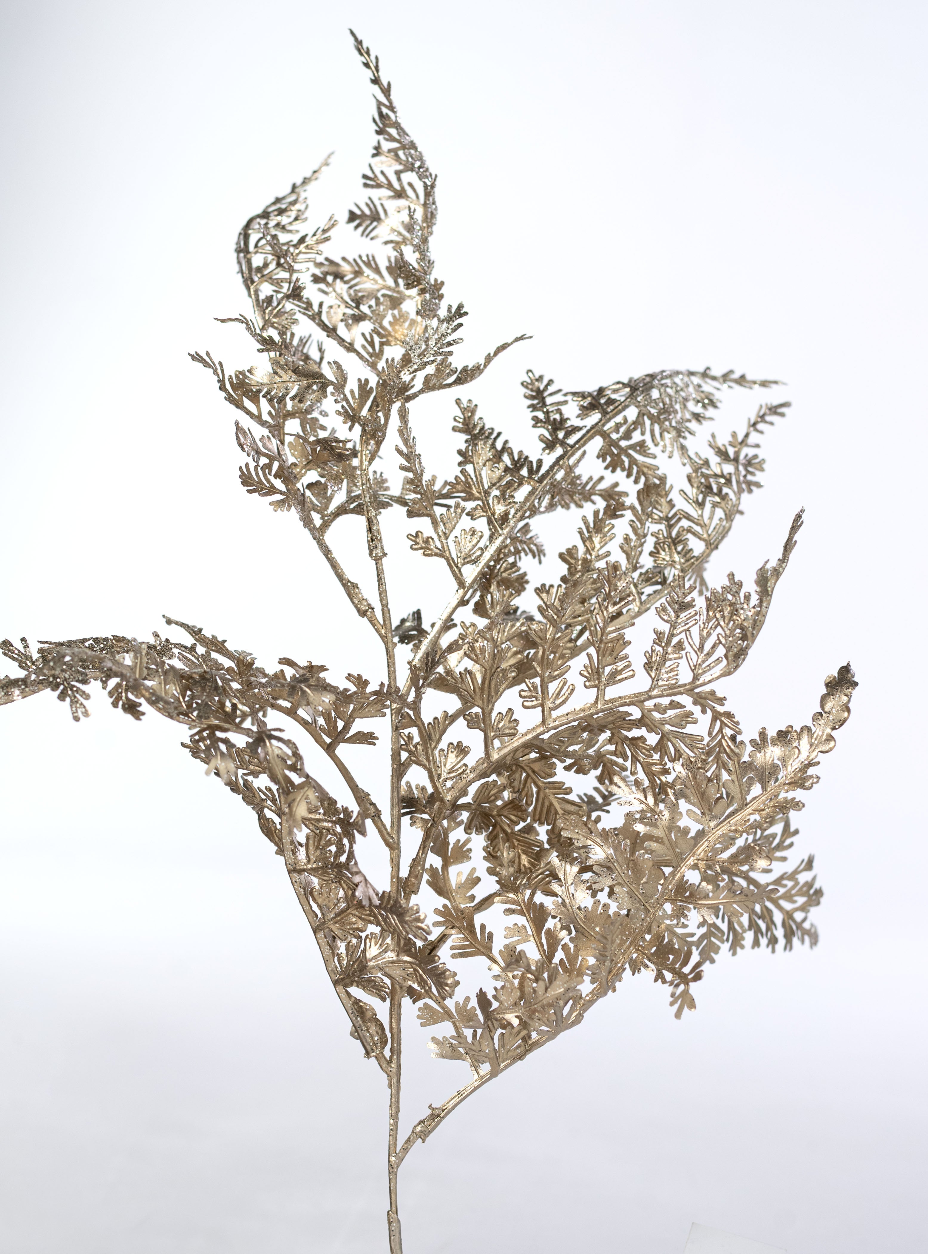 22" Glittered Fern Bush: Champagne Gold (5 Stem)
