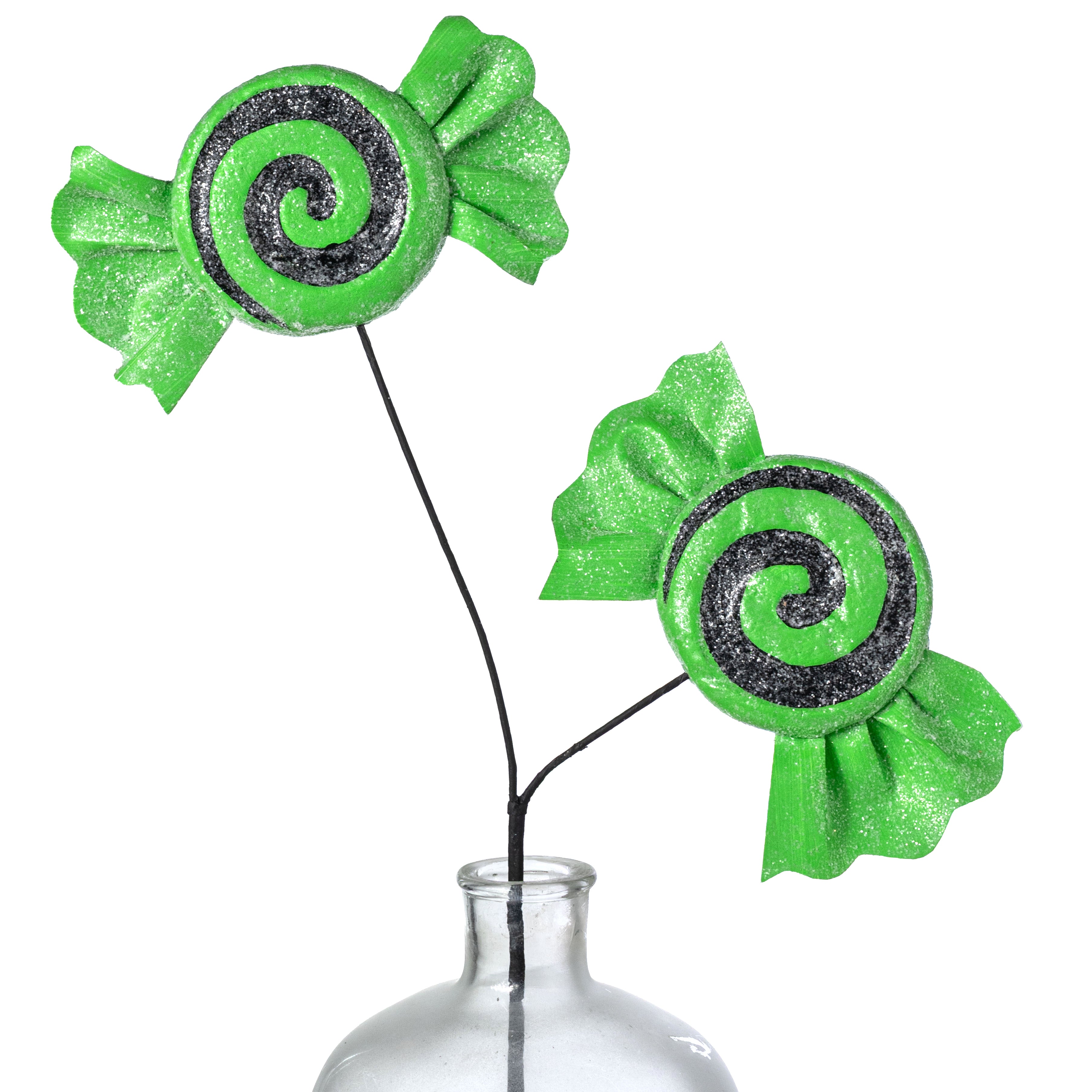 28" Swirl Candy Spray: Lime Green & Black