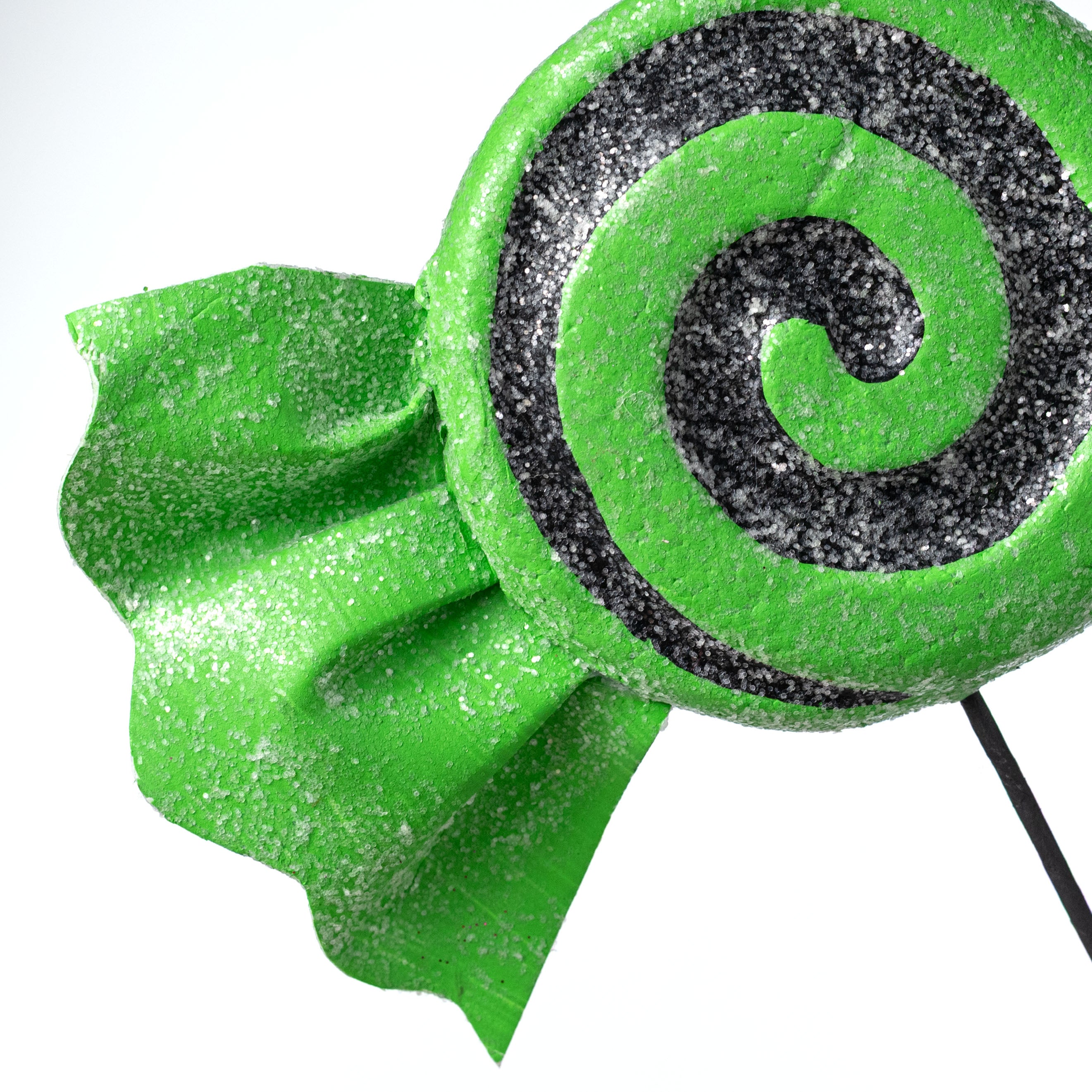 28" Swirl Candy Spray: Lime Green & Black