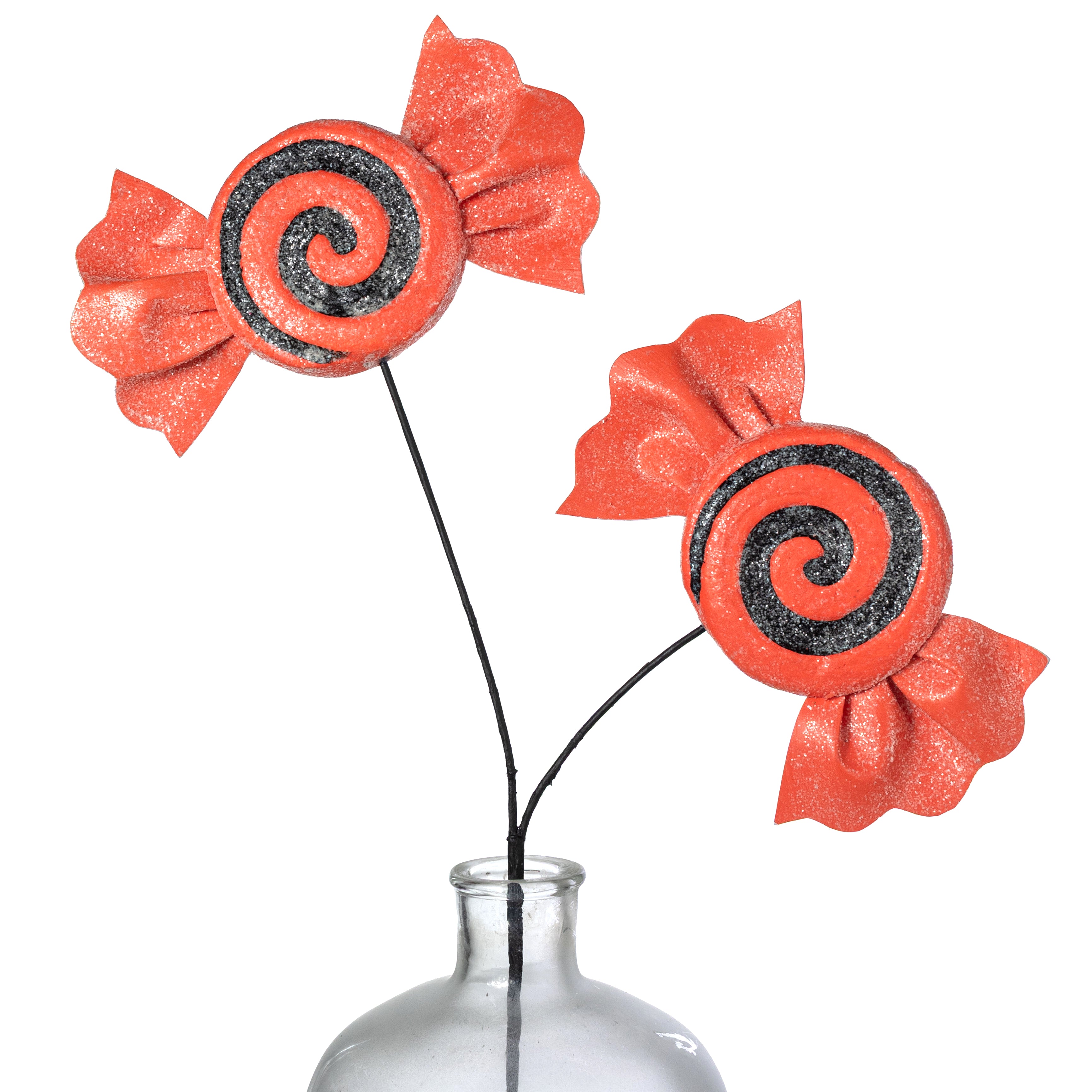 28" Swirl Candy Spray: Orange & Black