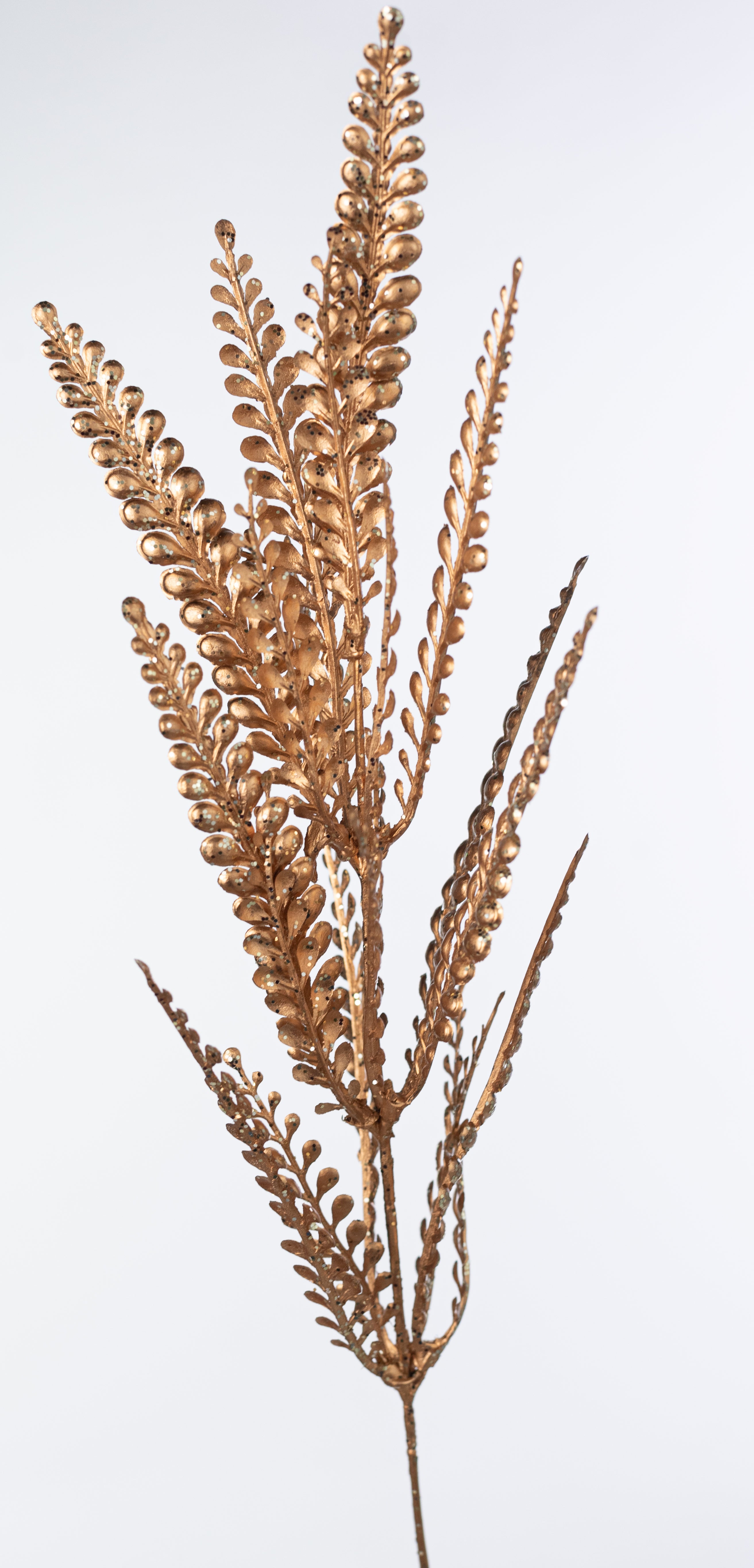 18" Plastic Button Fern Bush: Metallic Gold (5 Stem)
