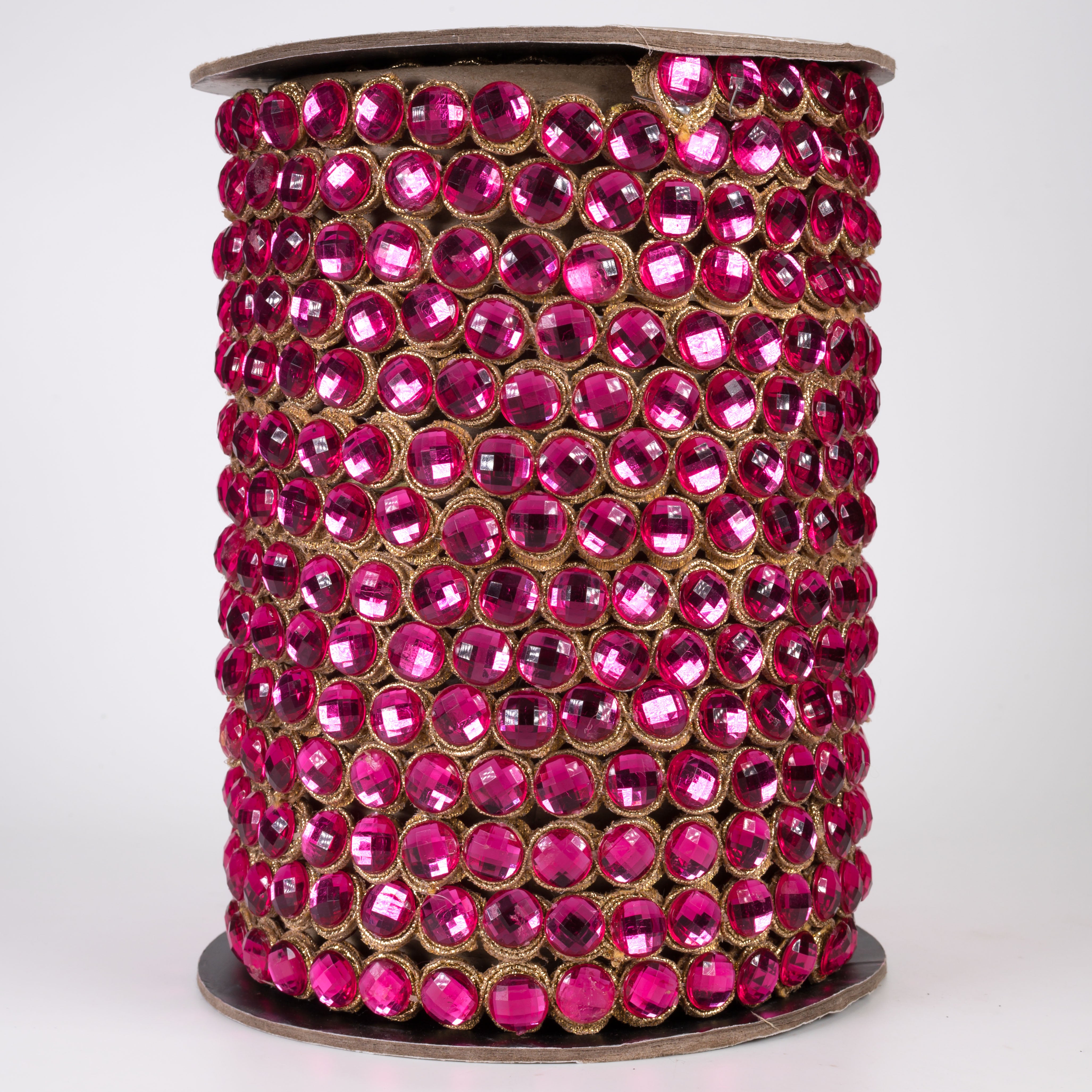0.5" Double-Sided Crown Jewel Trim Garland: Fuchsia Pink (10 Yards)