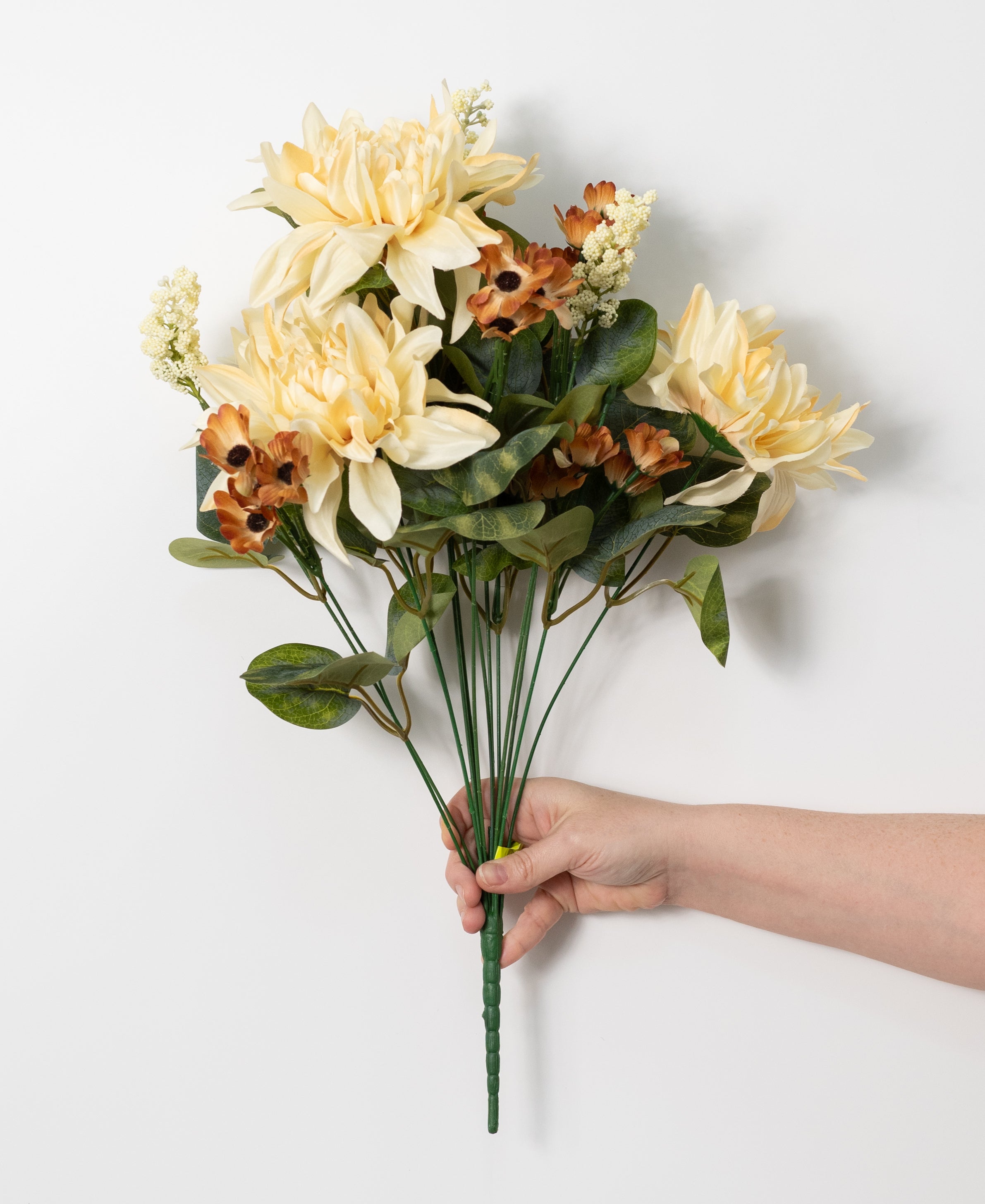 21" Dahlia & Daisy Filler Bush: Beige (14 Stem)