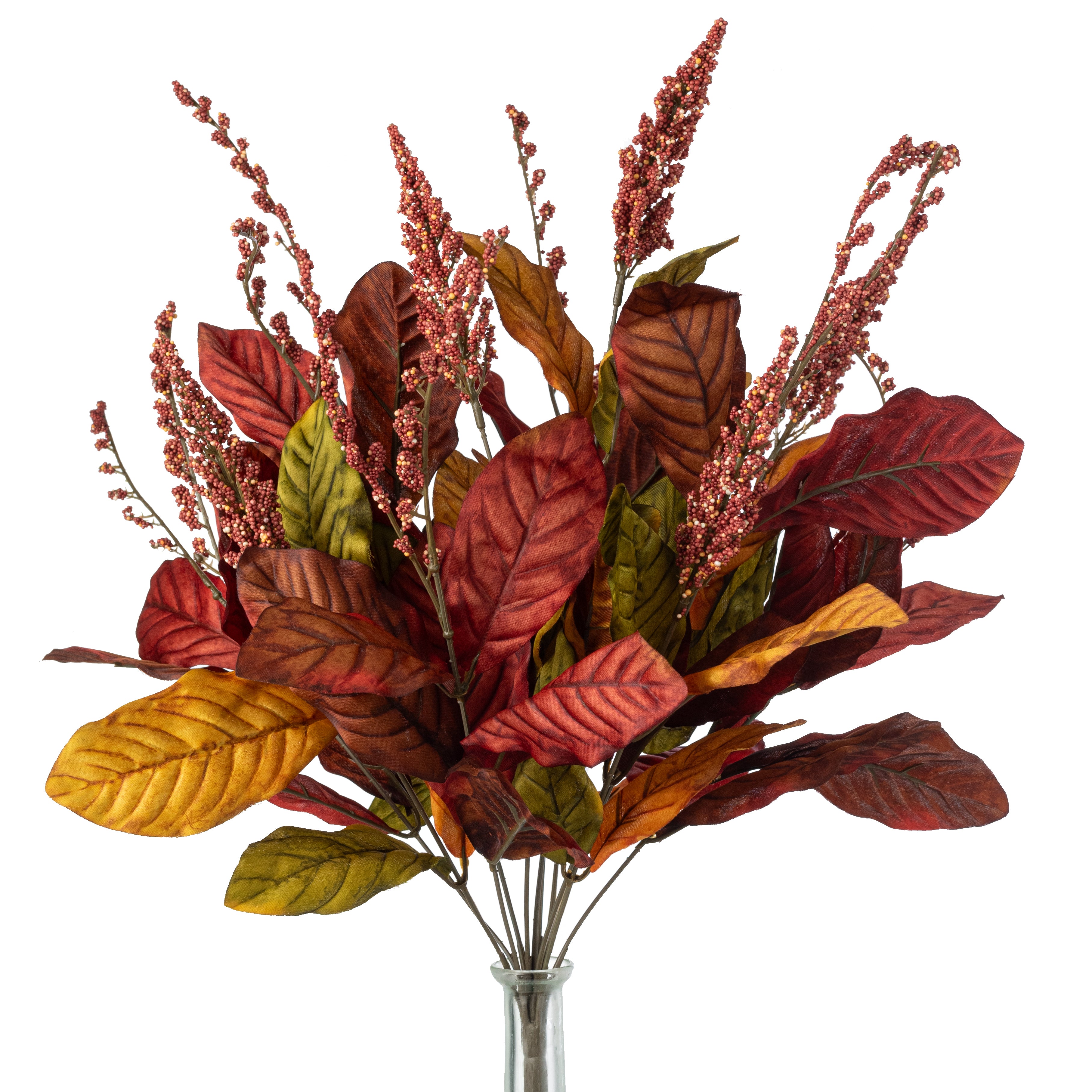 21" Magnolia Leaves & Berries Bush: Fall (12 Stem)