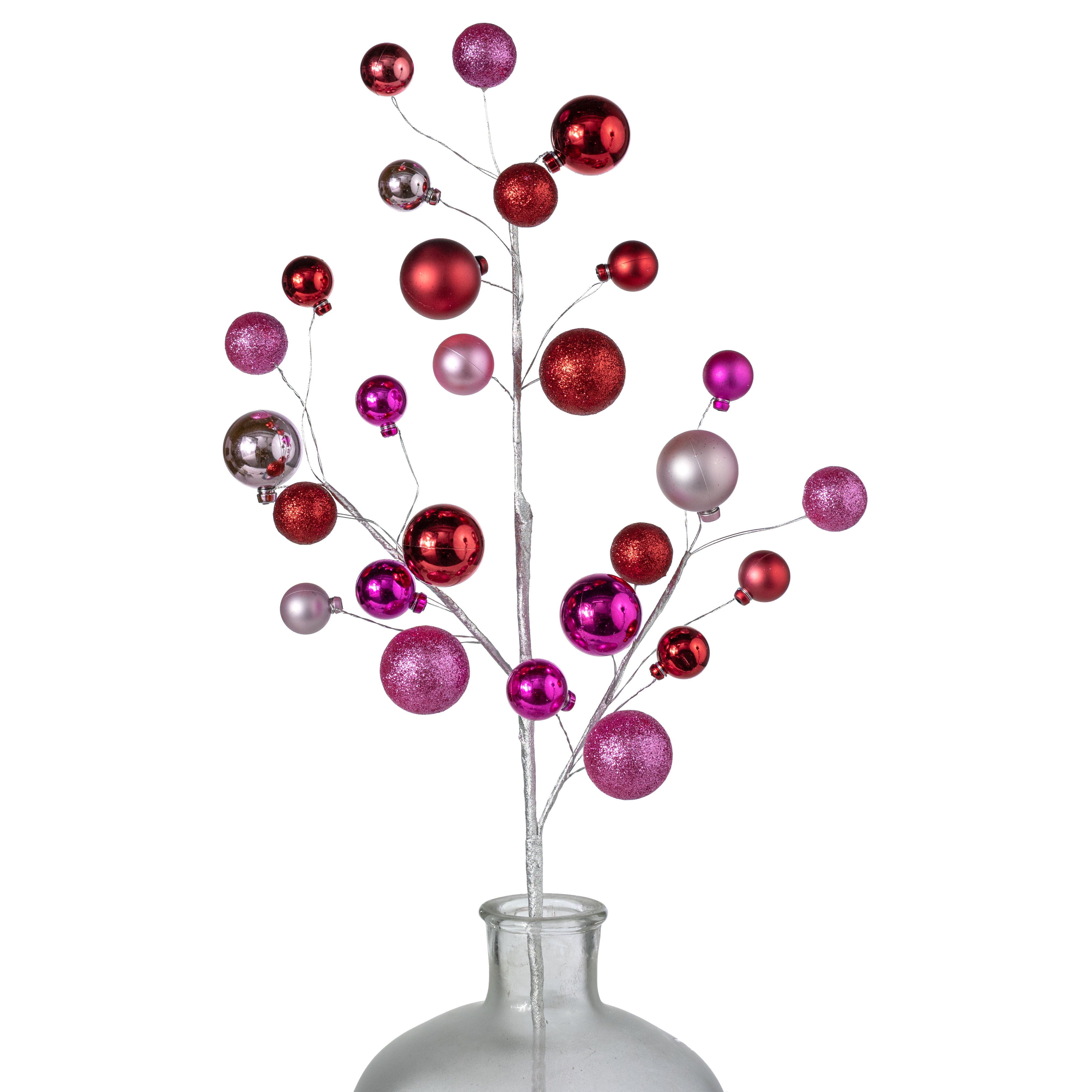 30" Glitter & Metallic Ball Spray: Pink & Red