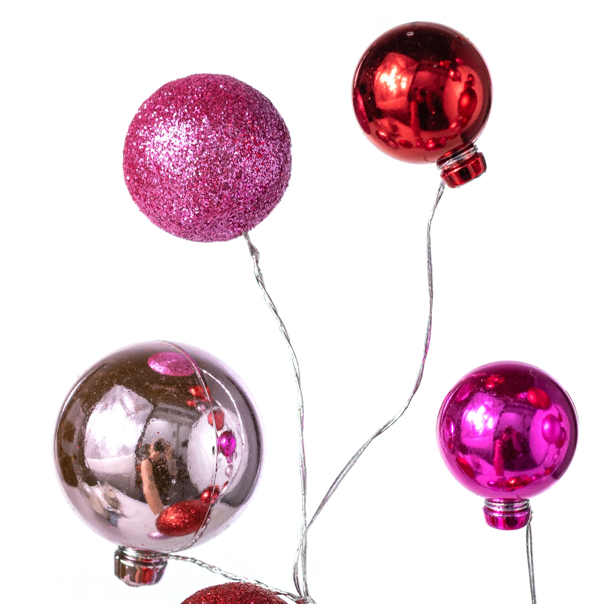 30" Glitter & Metallic Ball Spray: Pink & Red