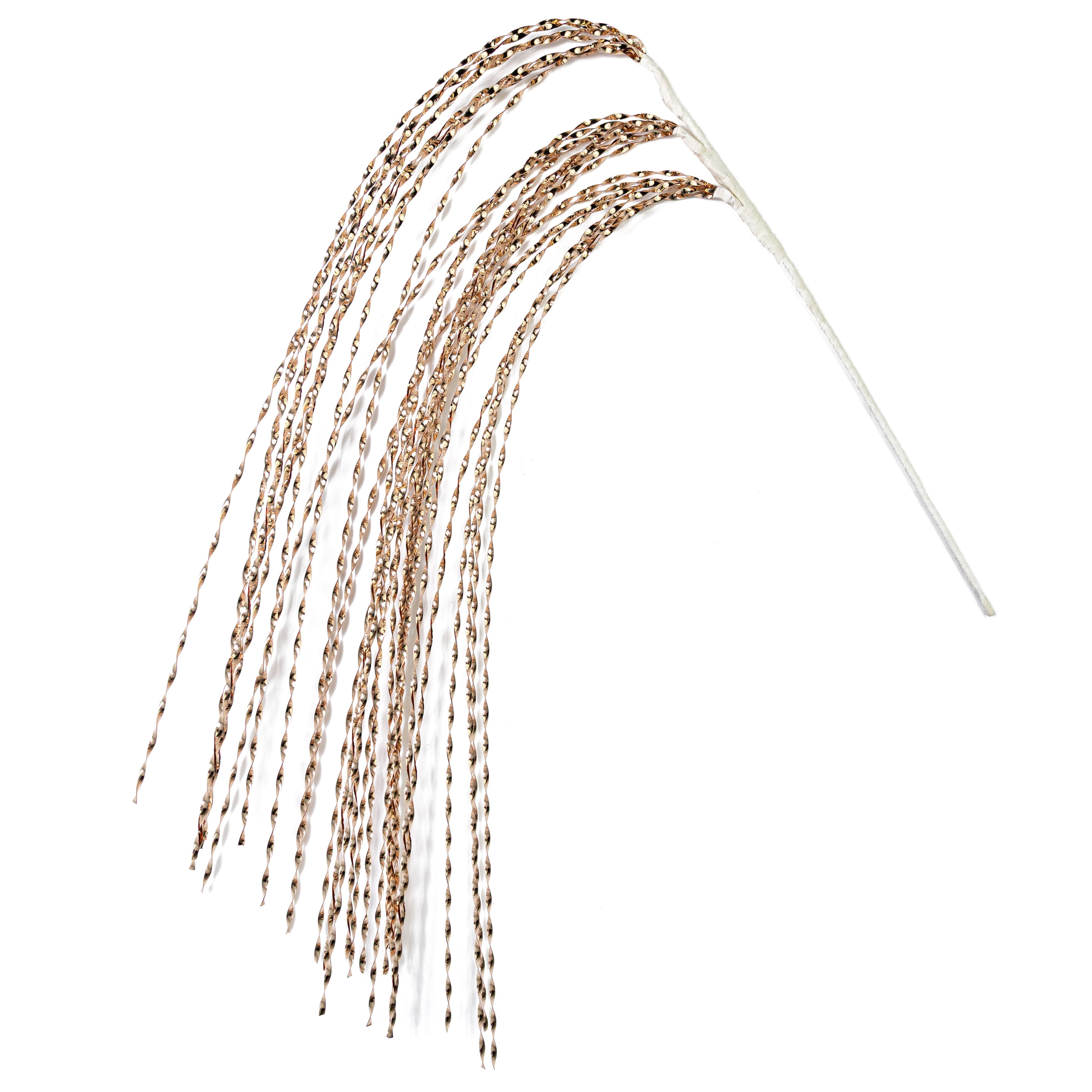 50" Spiraling Hanging Tinsel Spray: Metallic Champagne Gold